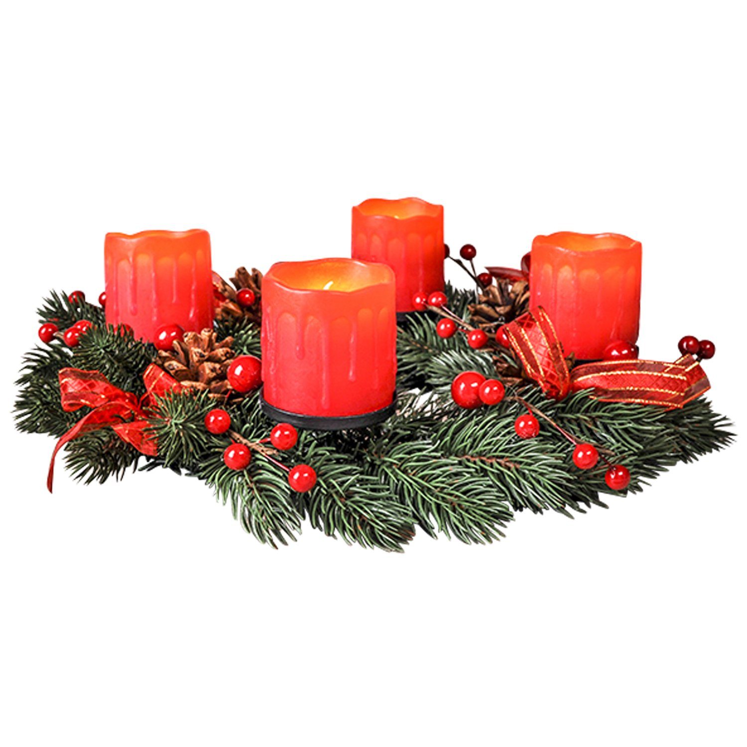 Haushalt International Adventskranz »mit 4 Echtwachs Kerzen LED«, 30cm  Durchmesser dunkelgrün, Batteriebetrieb online kaufen | OTTO