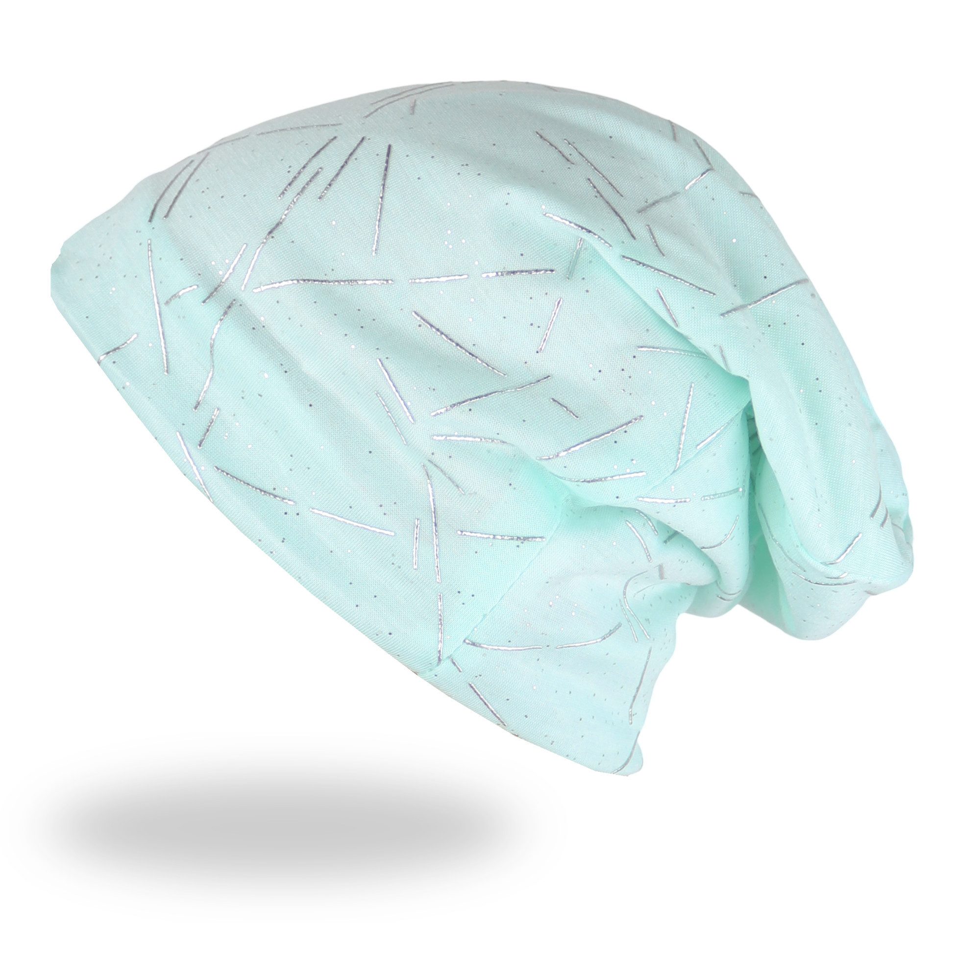 MIRROSI Beanie Unisex Beanie Slouch Mütze Uni, mit Glitzer, Wasched Look (Für Damen und Herren) Onesize, leicht und bequem