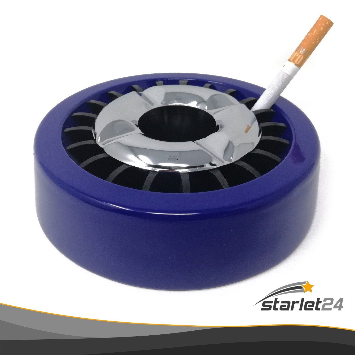 5x Aschenbecher und stabil Gluttöter flach rund draußen für Starlet24 Starlet24® Blau Aschenbecher