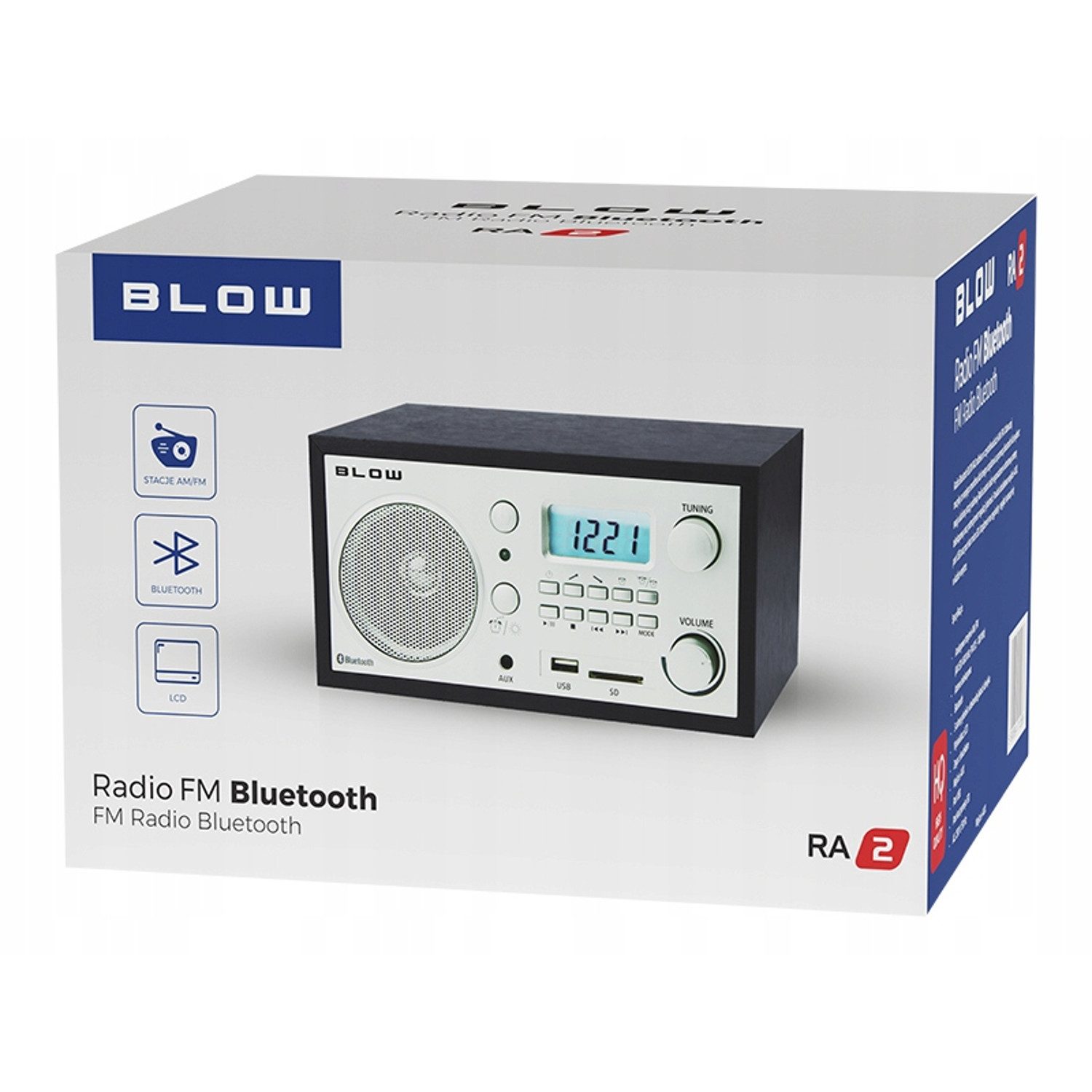 BLOW 77-531# Tragbares Analog-AM/FM-Küchenradio RA2 Retro-Radio (AM/FM-Frequenzwahl (AM 522-1620 kHz, FM 87,5 – 108 MHz), Bluetooth-Funktion, USB-, AUX- und SD-Anschlüsse)