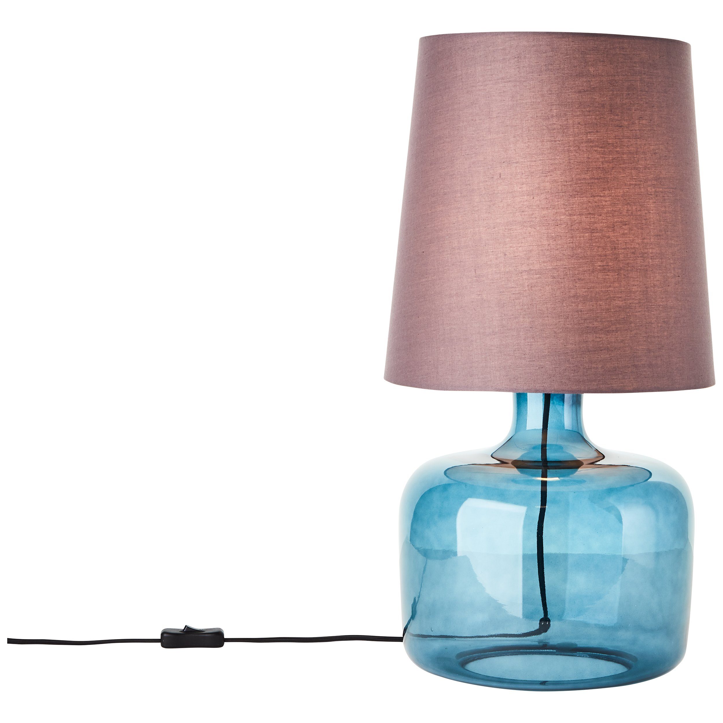 Tischleuchte, Lightbox 30cm, E27, Höhe, dunkelblau/taupe Tischlampe, Leuchtmittel, ohne Ø 57cm Glas Stoffschirm,