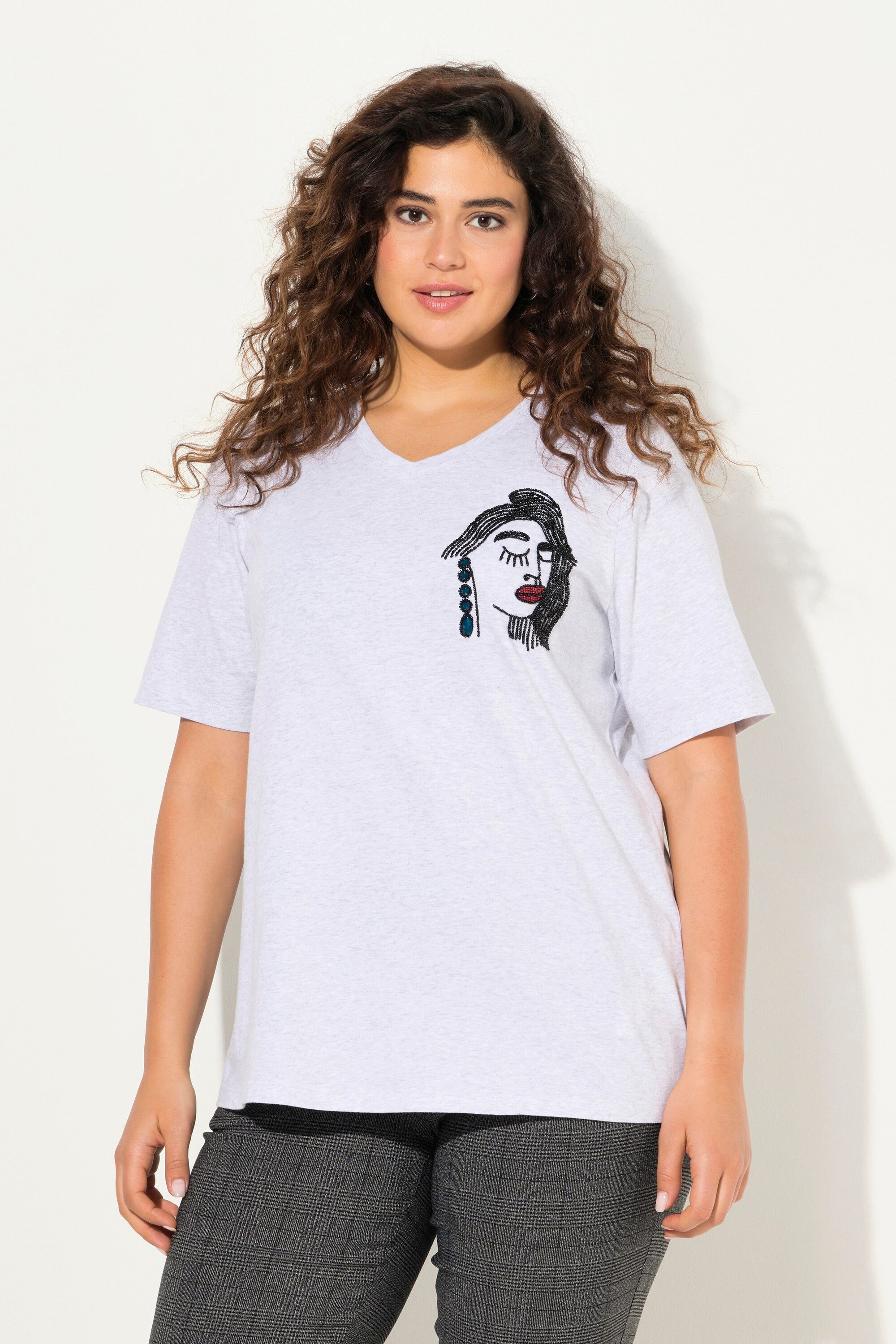 Ulla Popken T-Shirt T-Shirt Stickerei Classic günstig online kaufen