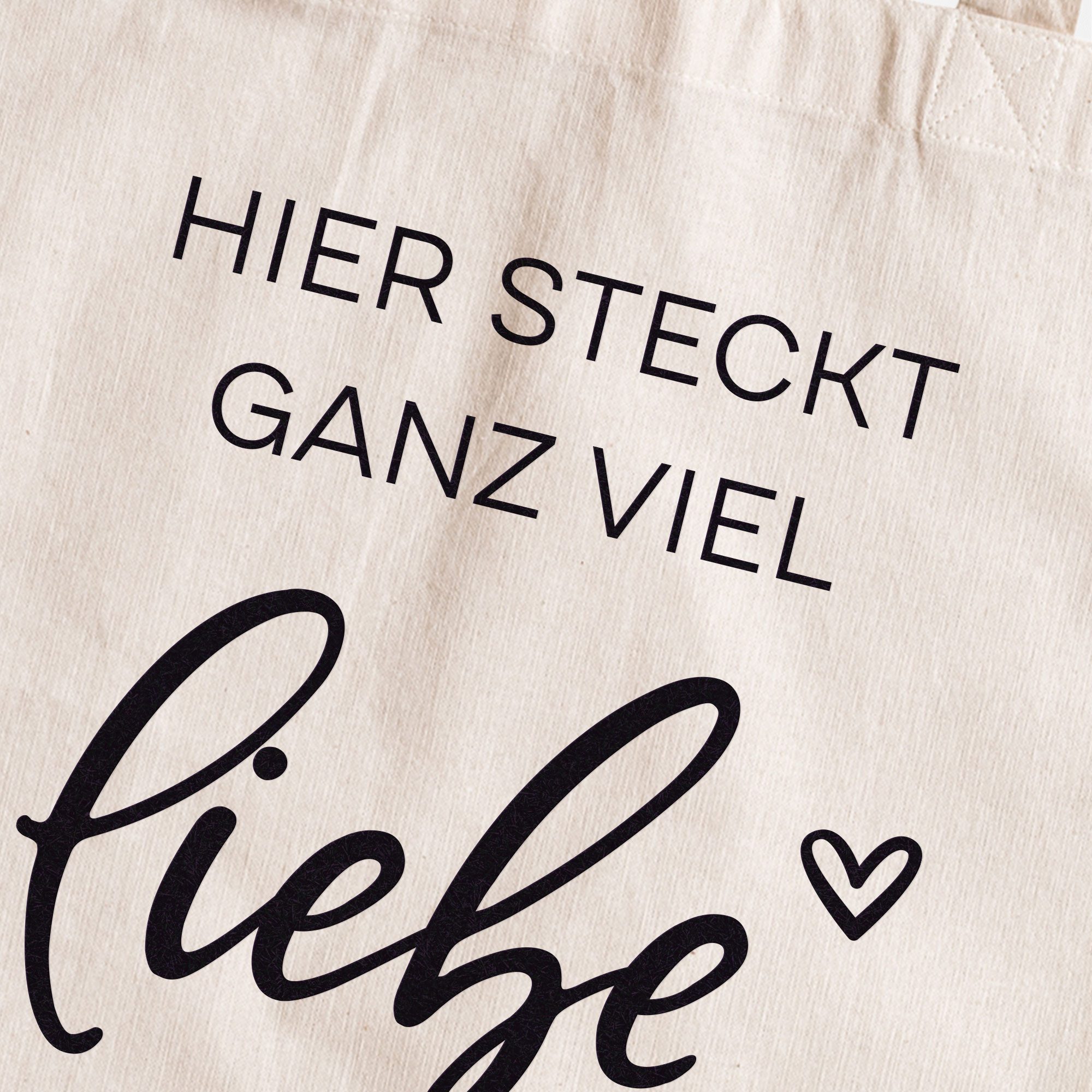 NORDEULE Einkaufsshopper Hier steckt ganz viel Liebe drin, Baumwolltasche mit langen Henkeln, ideal für Geschenkverpackungen, als Einkaufstasche im Alltag