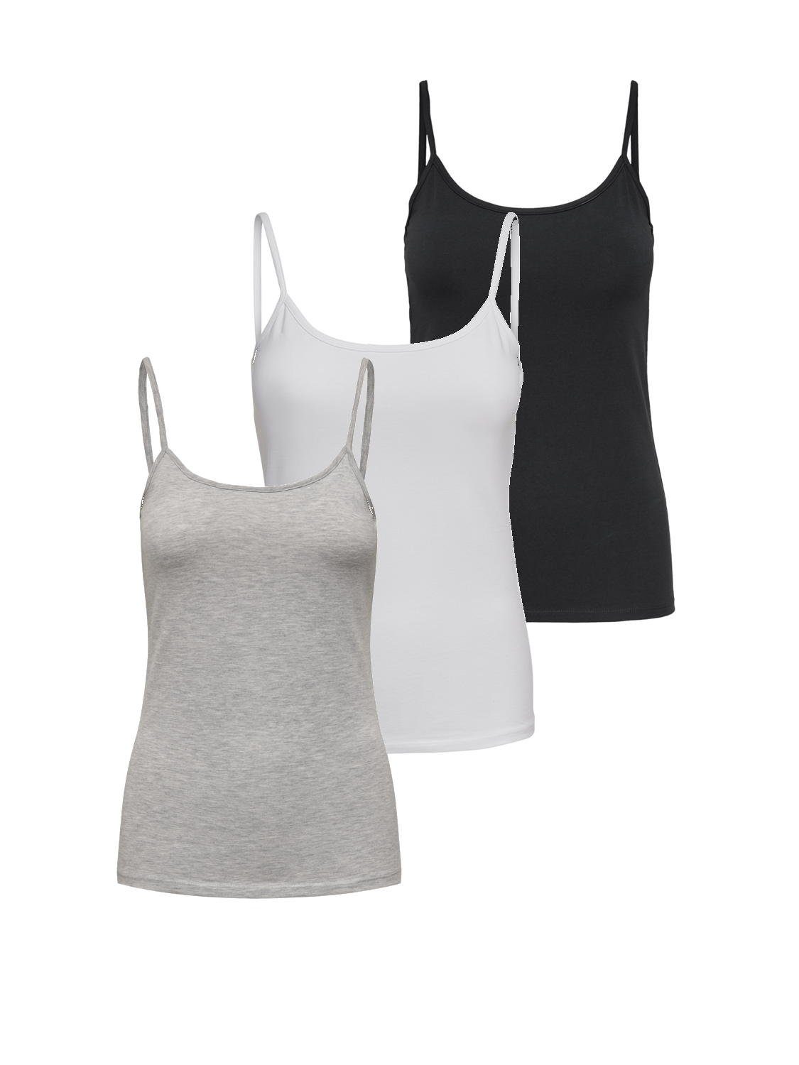 ONLY Spaghettitop Only Damen 3er-Pack Basic Spaghetti-Träger Top günstig online kaufen