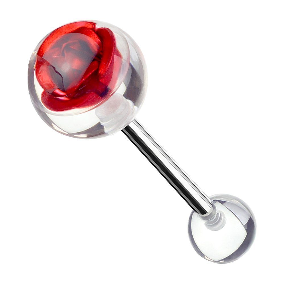 Taffstyle Piercing-Set Zungenpiercing Oral Mundpiercing Rosen Blüte Inlay Chirurgenstahl
