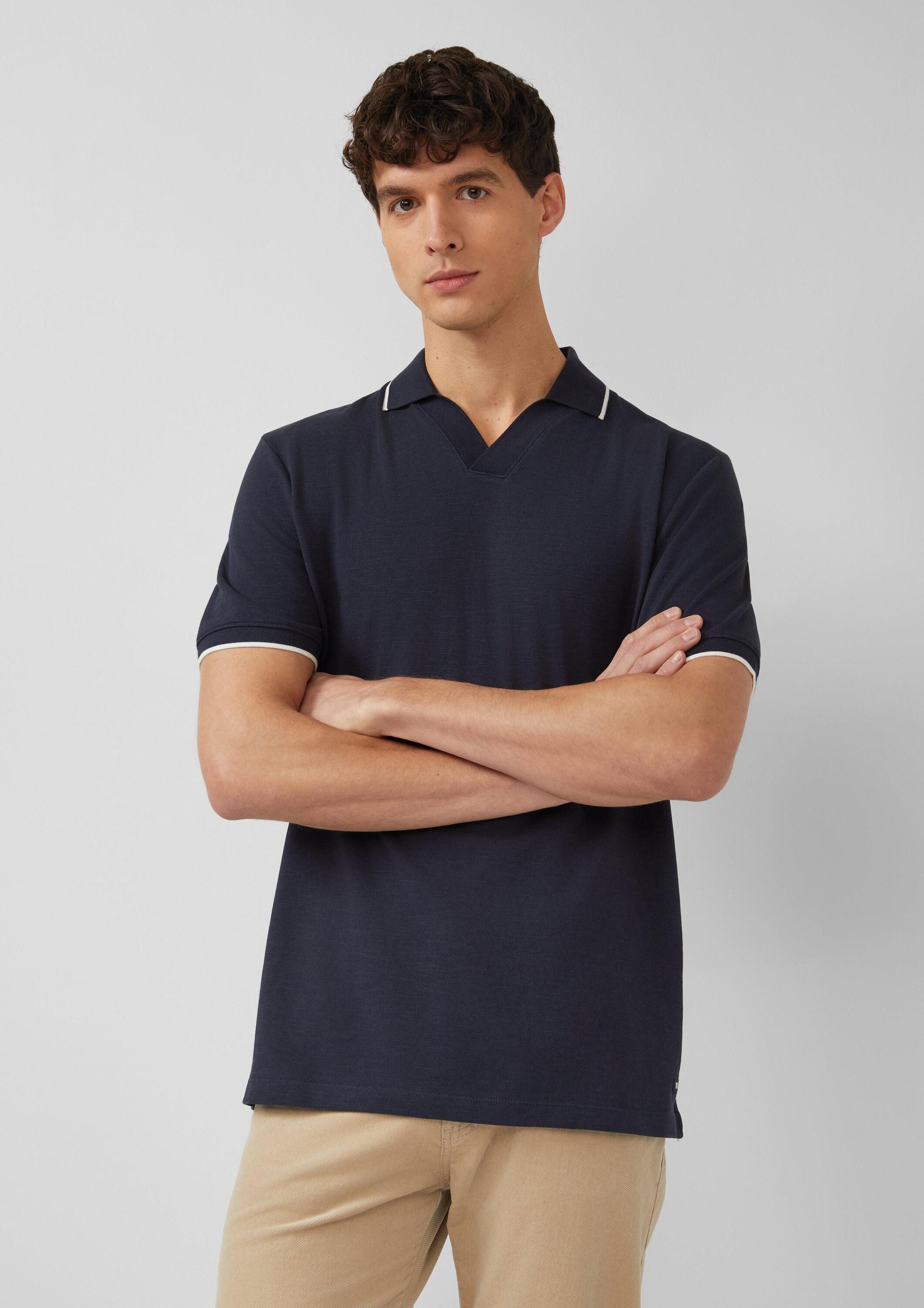 s.Oliver Kurzarmshirt Polo-Shirt Poloshirt aus Flammgarn-Piqué mit Kontrastabschlüssen