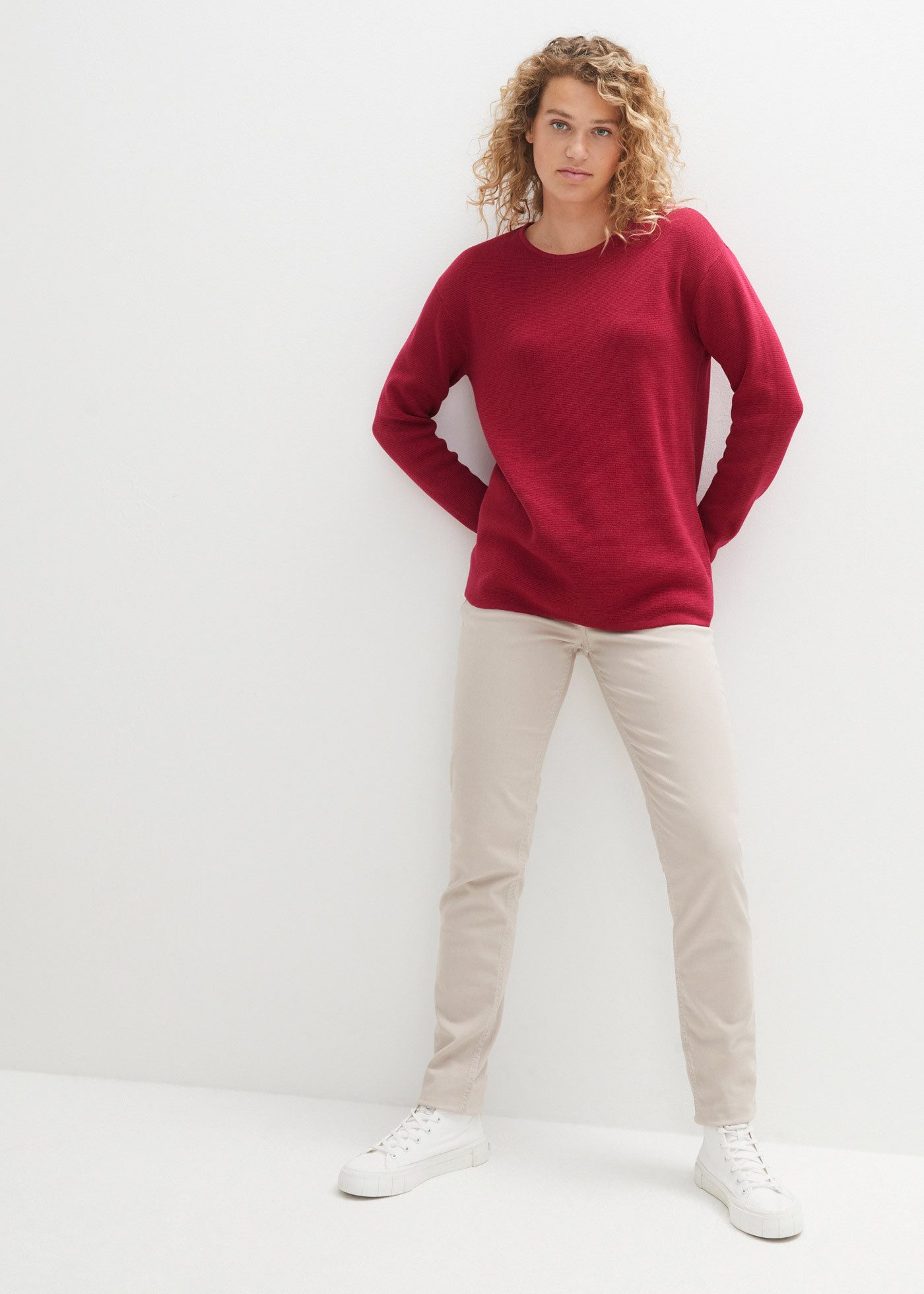 bonprix Strickpullover aus Baumwolle und Polyacryl, mit Rundhalsausschnitt günstig online kaufen