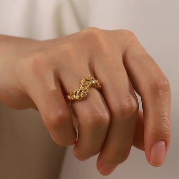 ROUGEMONT Goldring extravaganter handgefertigter Statement Gold Ring Bold Damen Ring