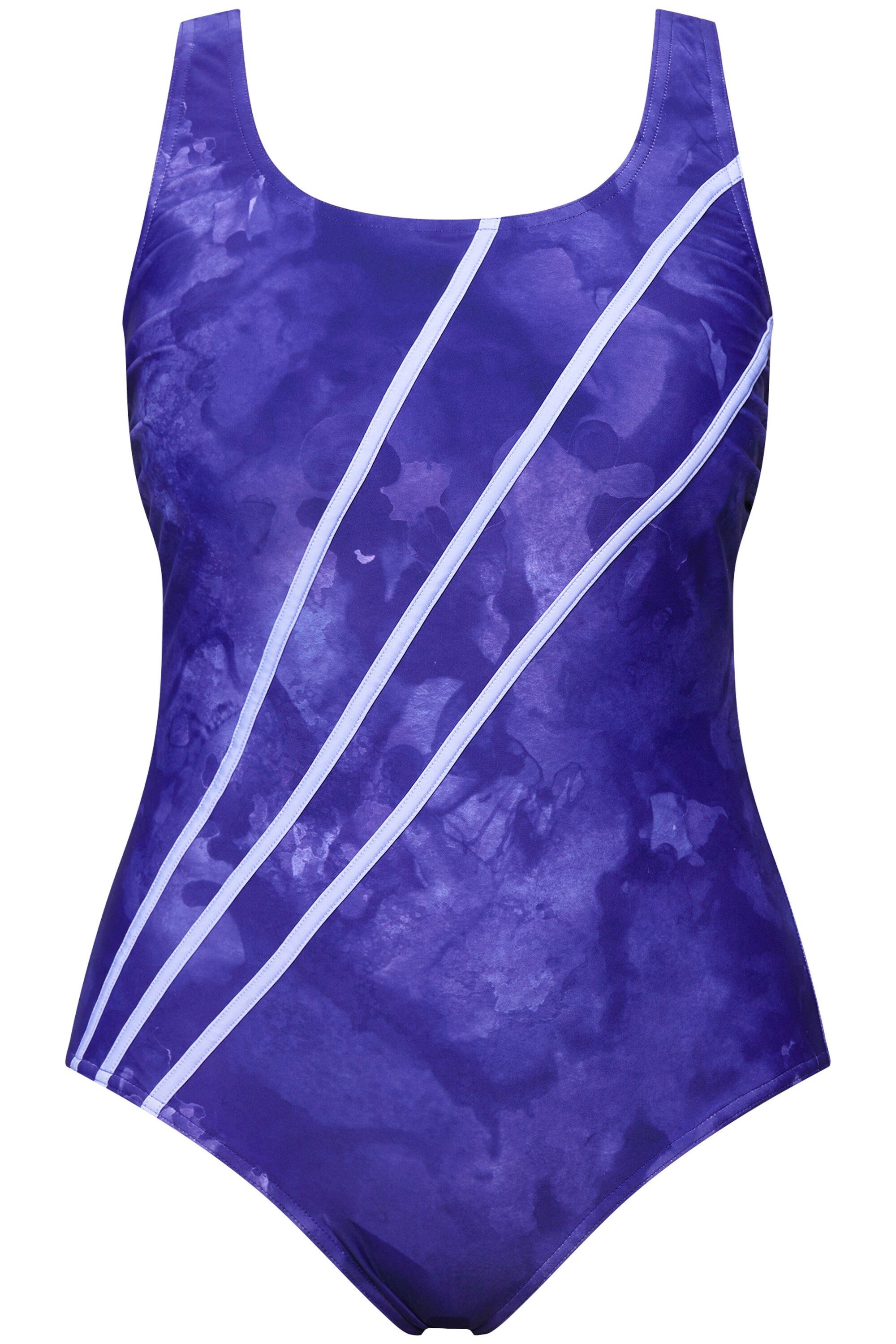 Ulla Popken Badeanzug Badeanzug diagonale Streifen ohne Softcups günstig online kaufen