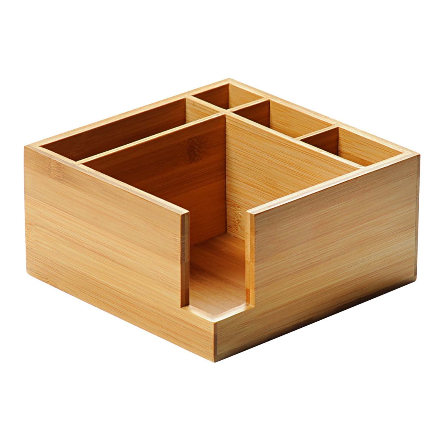Kesper Besteckträger 6 Stück Besteckkasten mit Serviettenspender - Bambus, 18 x 18cm, (6-tlg), verschiedene Fächer