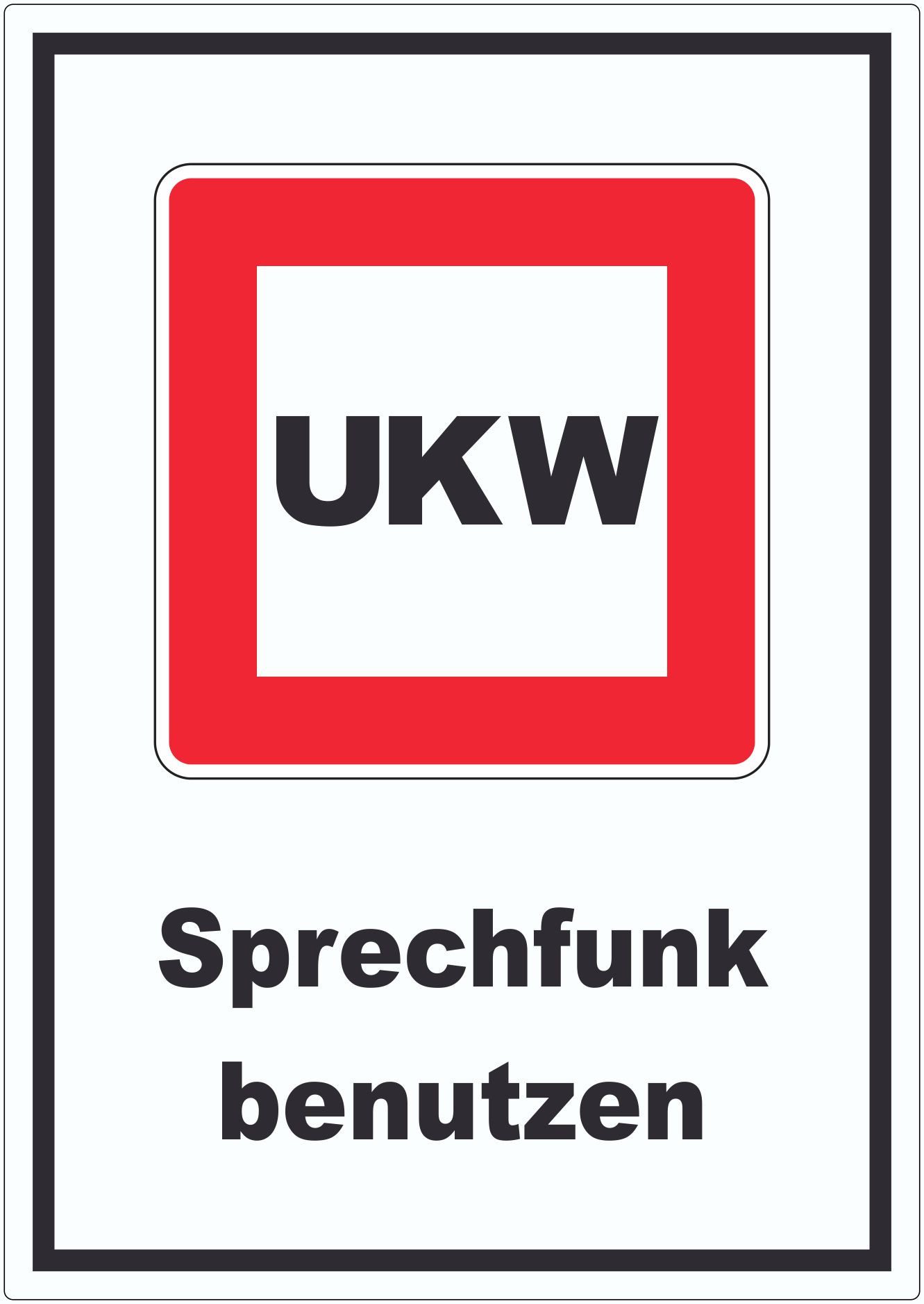 HB-Druck Aufkleber Sprechfunk zu benutzen Aufkleber mit Symbol und Text, wetterfest, UV-beständig, kratzfest