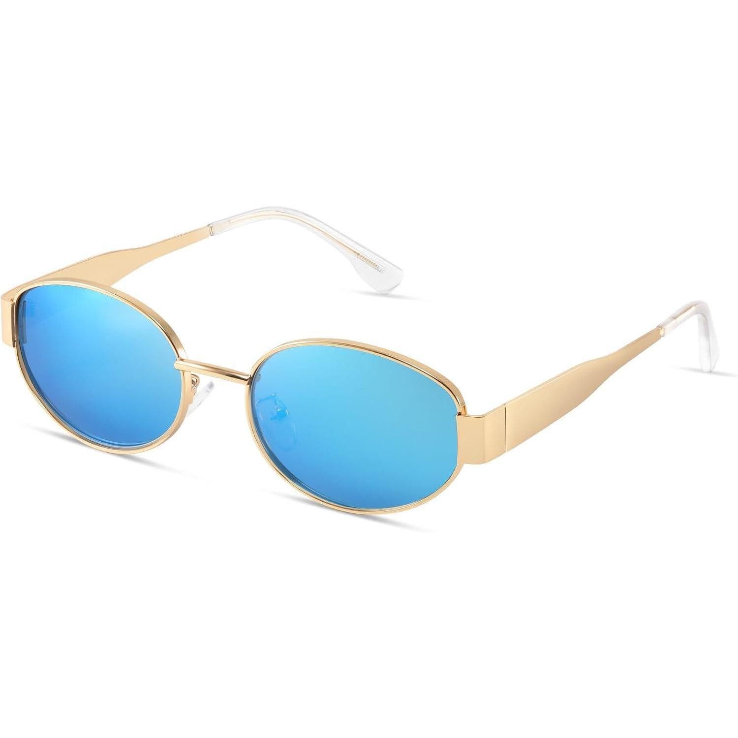 LuxusKollektion Retrosonnenbrille Polarisierte Vintage Oval Sonnenbrille Damen Herren Gold Uv400