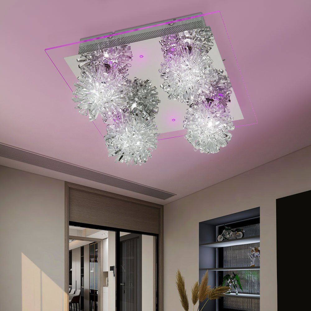 etc-shop LED Deckenleuchte, Leuchtmittel inklusive, Warmweiß, Deckenleuchte Deckenlampe LED violett Alu Glas Metall SAPHIR 990013-4