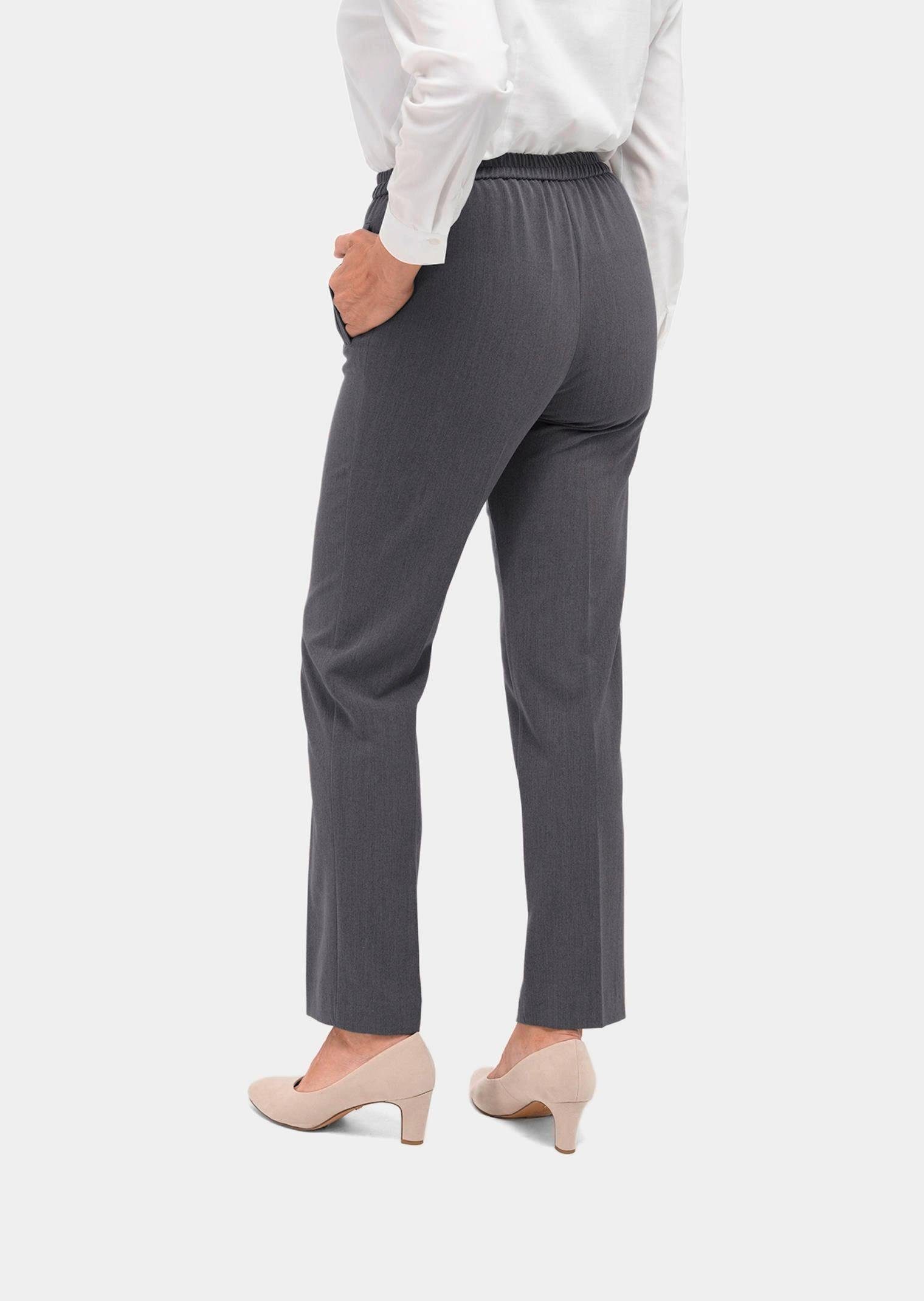 GOLDNER Schlupfhose Professlanhose mit Zierteil Stretchhose mit Dehnbund, Paspeltaschen, Bügelfalten und Knöchellänge