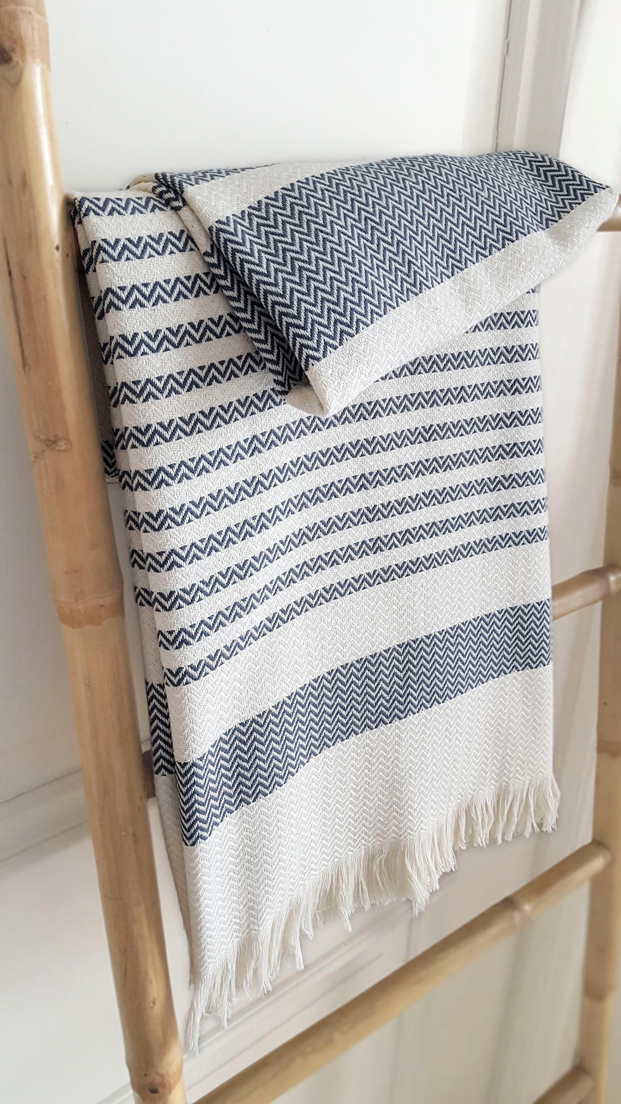 framsohn frottier Hamamtuch Boho Living - Zick Zack Muster, Hamam Frottier (Packung, 1-St), 100x180, zick zack & mit Fransen, ideal als Strandtuch, Sauna, Reise