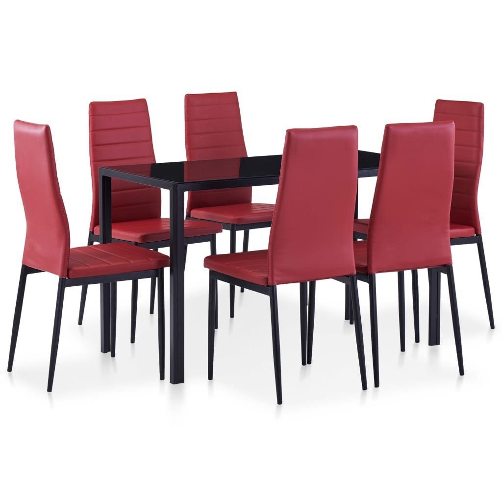 und (7-tlg), Weinrot mit Stabile leicht, Sitzgruppe 6 DOTMALL Essgruppe Stühlen Tisch
