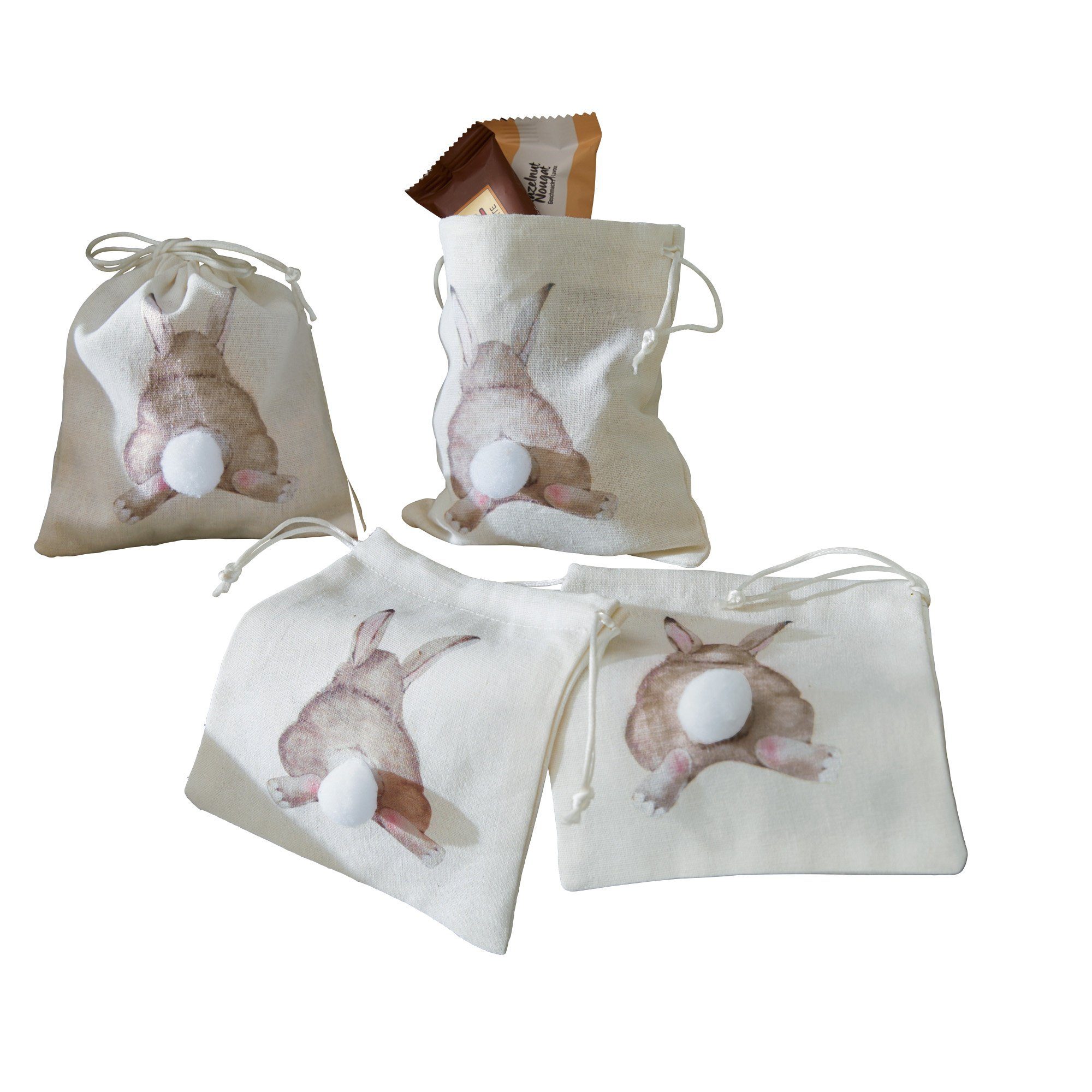 Tragetasche Säckchen Hase 4er-Pack, gemustert günstig online kaufen