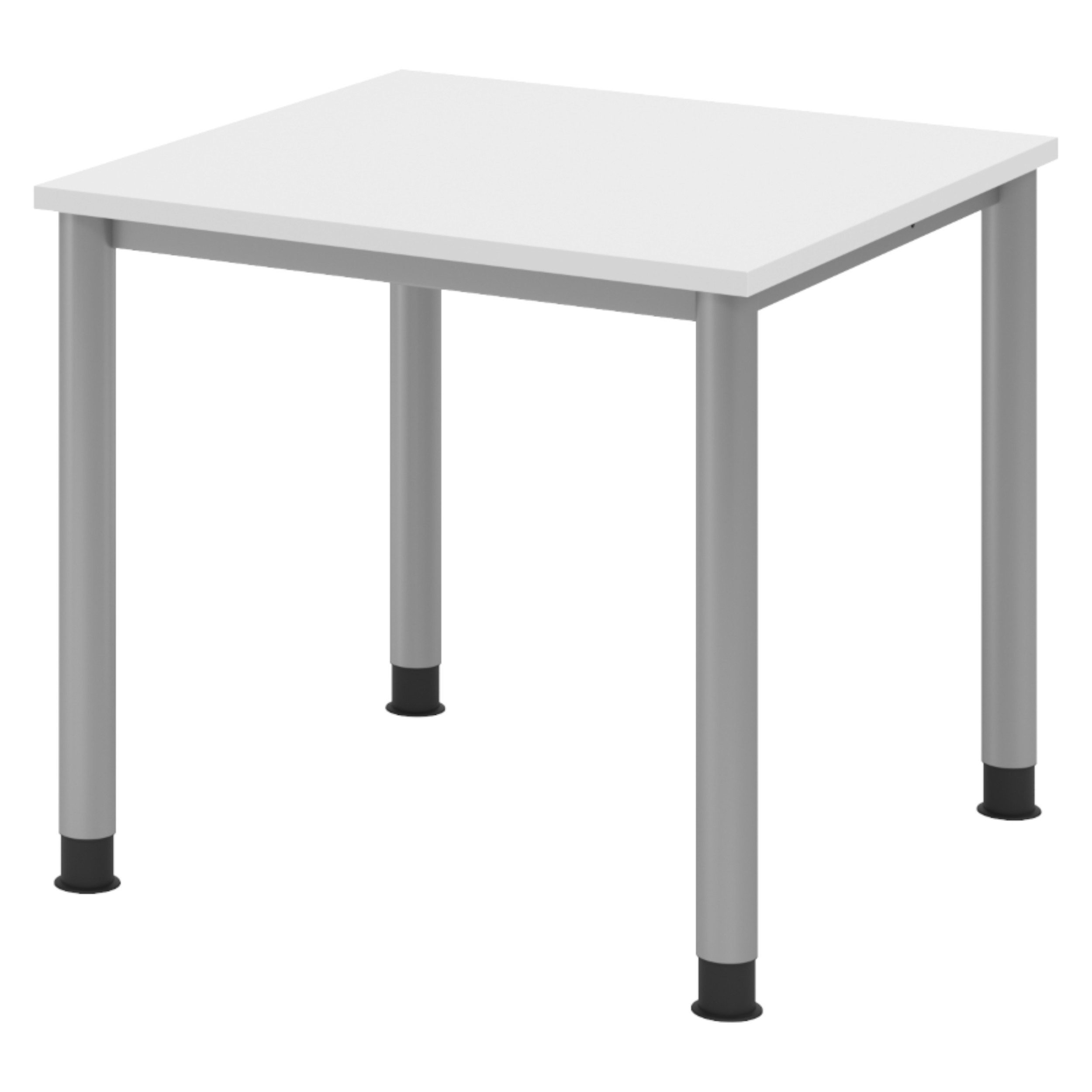 bümö Schreibtisch Serie-H, Gestell: Silber, Quadrat: 80 x 80 cm - Dekor: Weiß