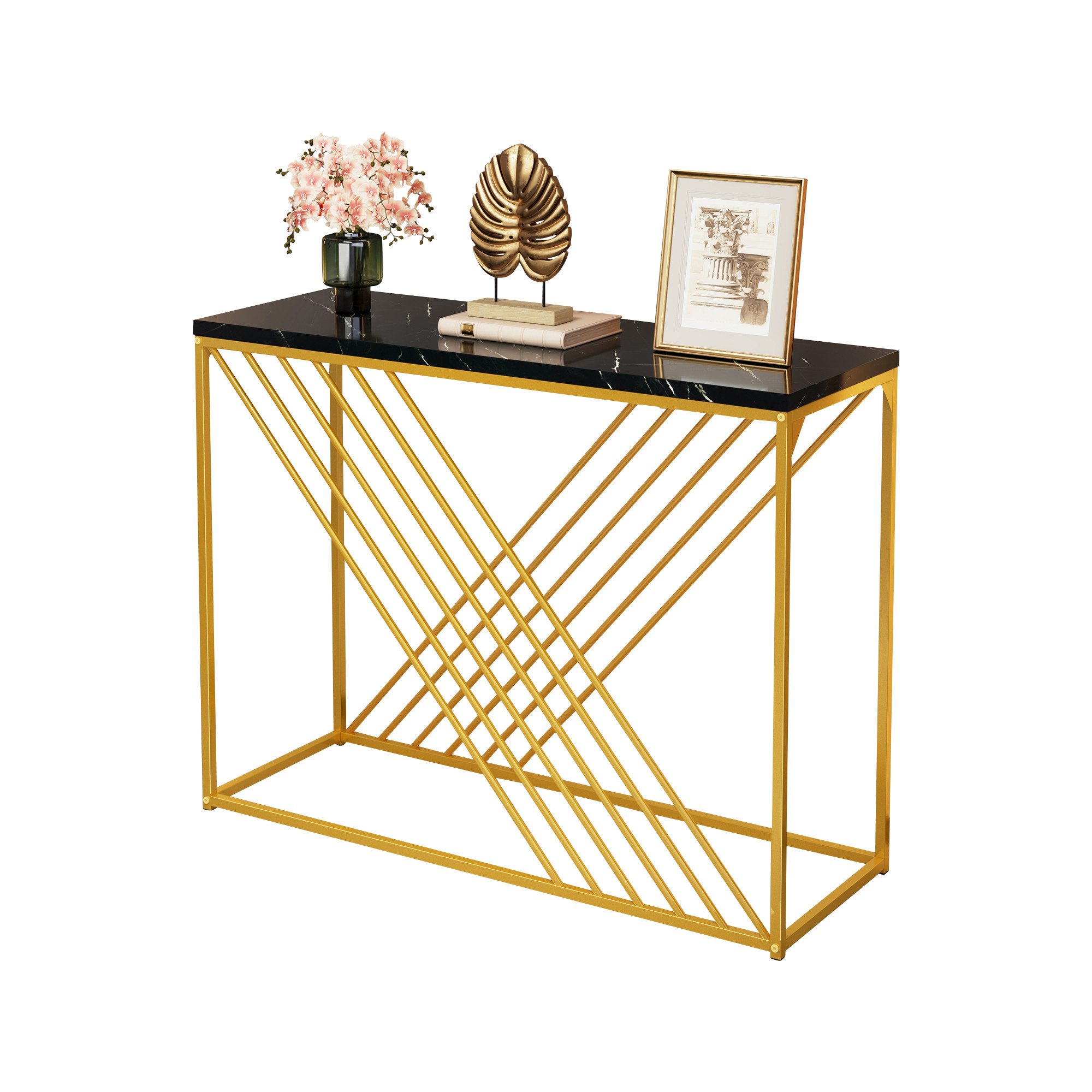 MODFU Beistelltisch Retro Beistelltisch mit Marmor-Effekt günstig online kaufen