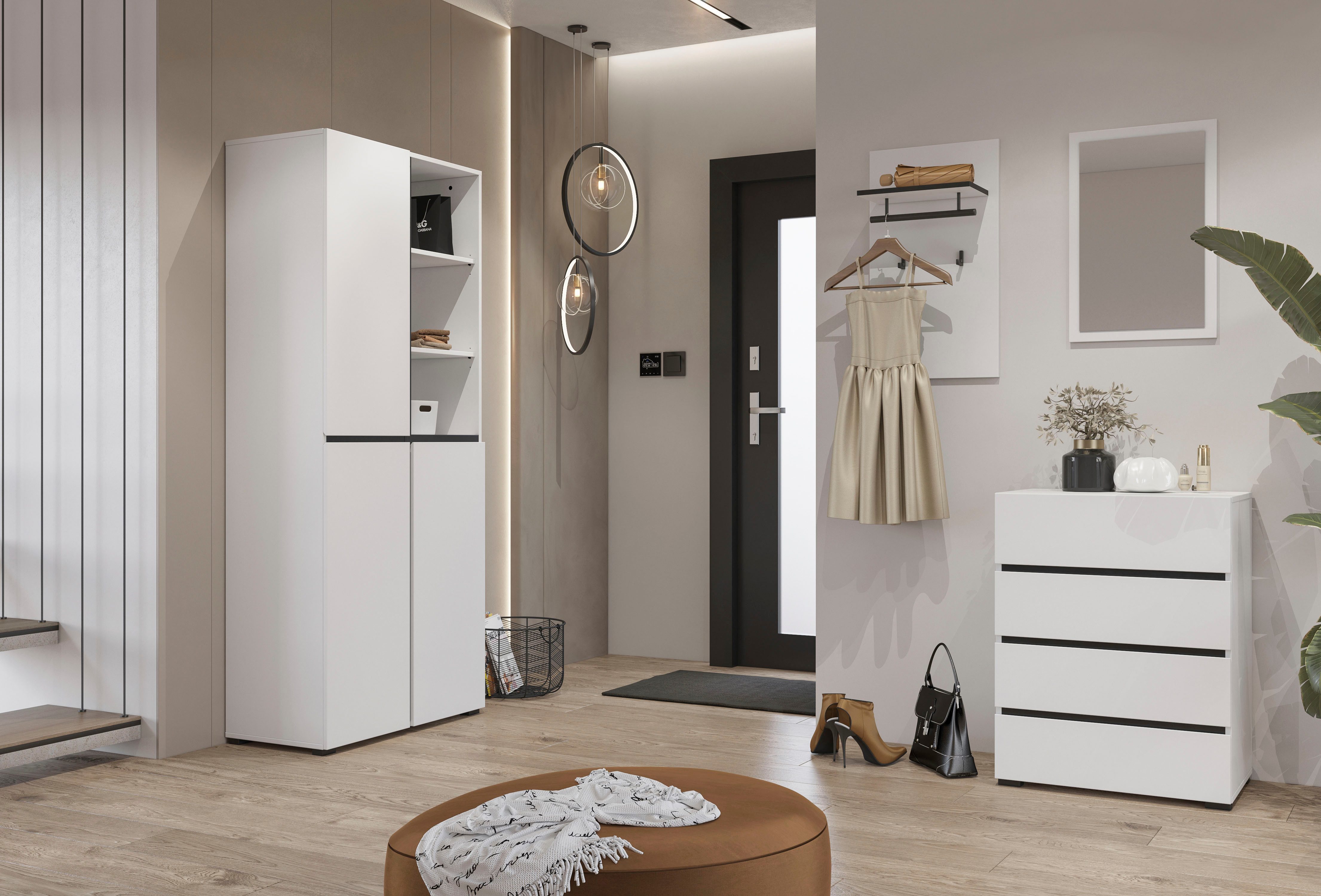 OTTO home Garderobenspiegel Cross,Breite 40-60 cm moderner Flurspiegel hochkant oder quer hängend, Wandspiegel mit Rahmenoptik