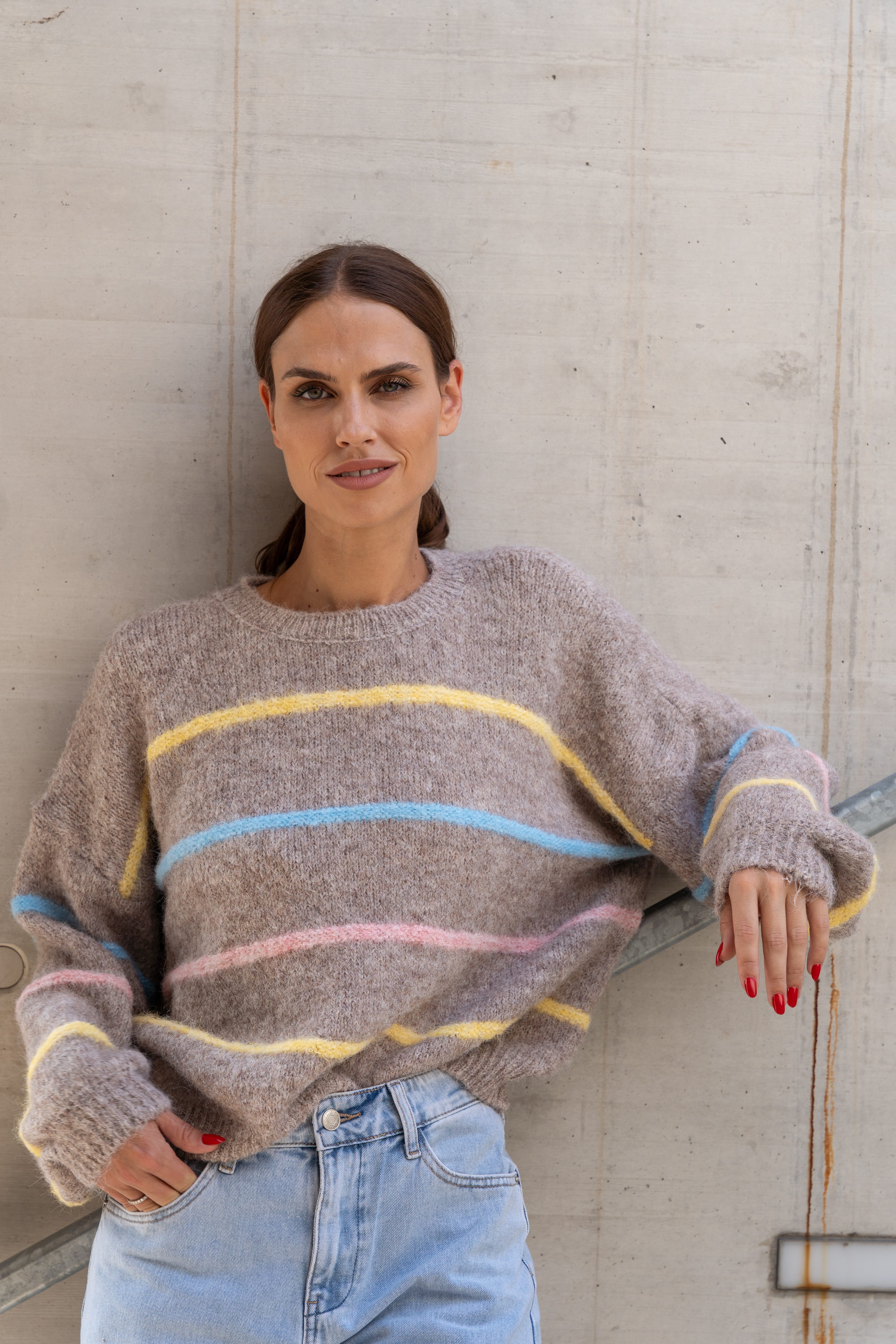 von Herzen Rundhalspullover Strickpullover mit bunten Streifen - Streifenpu günstig online kaufen