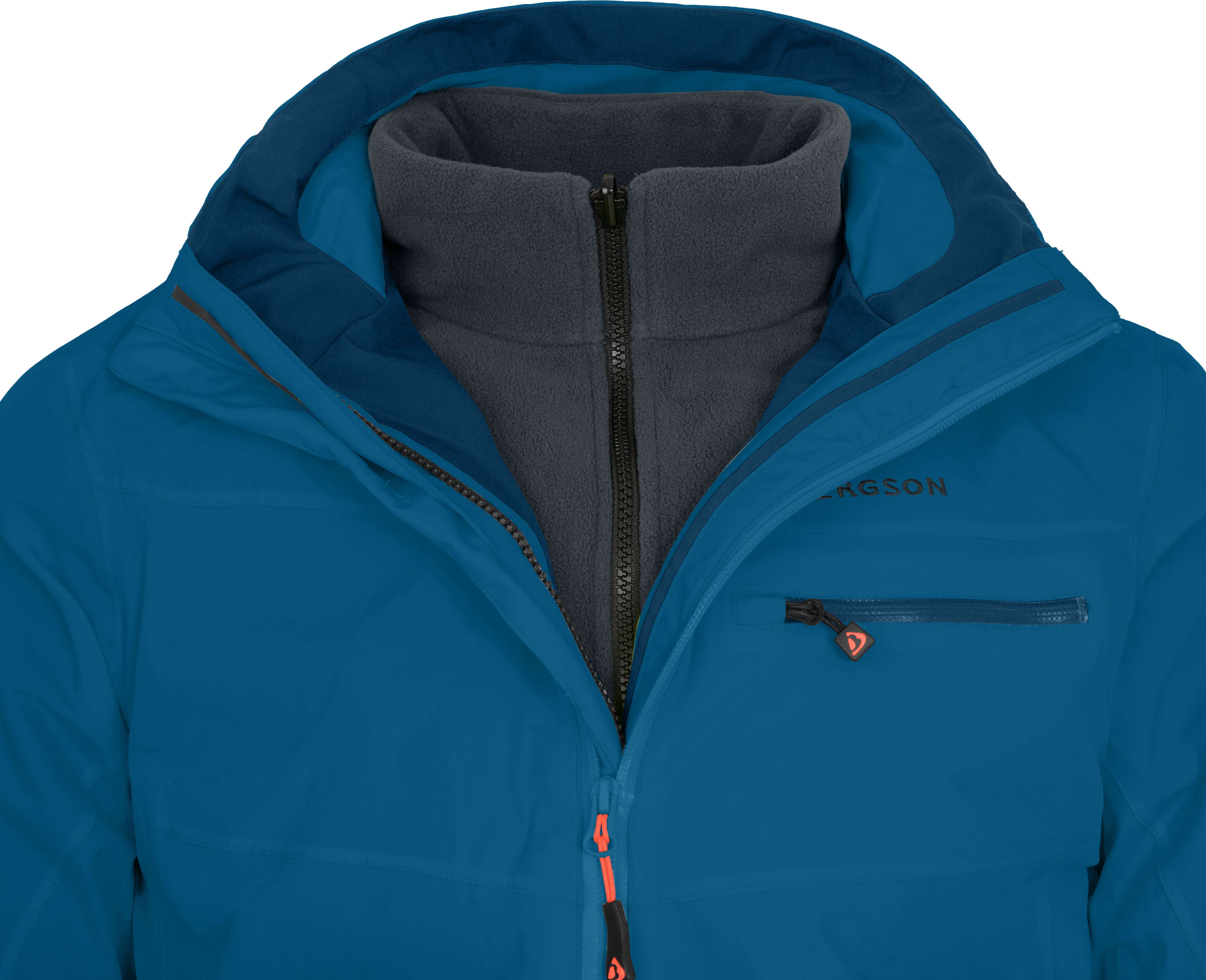 Bergson Regenjacke TALLMOS 3in1 Doppeljacke Herren Regenjacke, Fleece Innenjacke, 20000 mm Wassersäule, Langgröße – Bild 5 von 5