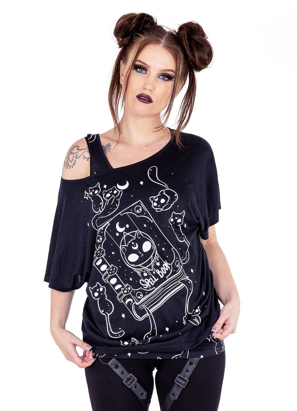 Heartless Trägertop Kitty Spellbook Gothic Goth Oberteil Katzen Zauberbuch