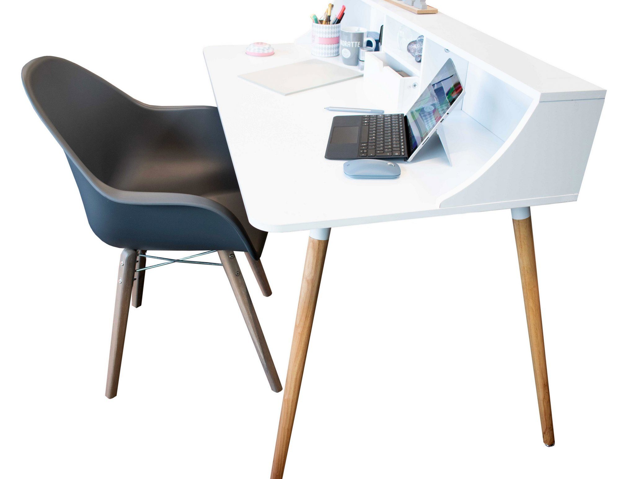 Computertisch Schreibtisch skandinavisch 120cm weiß Badregal osoltus osoltus Design