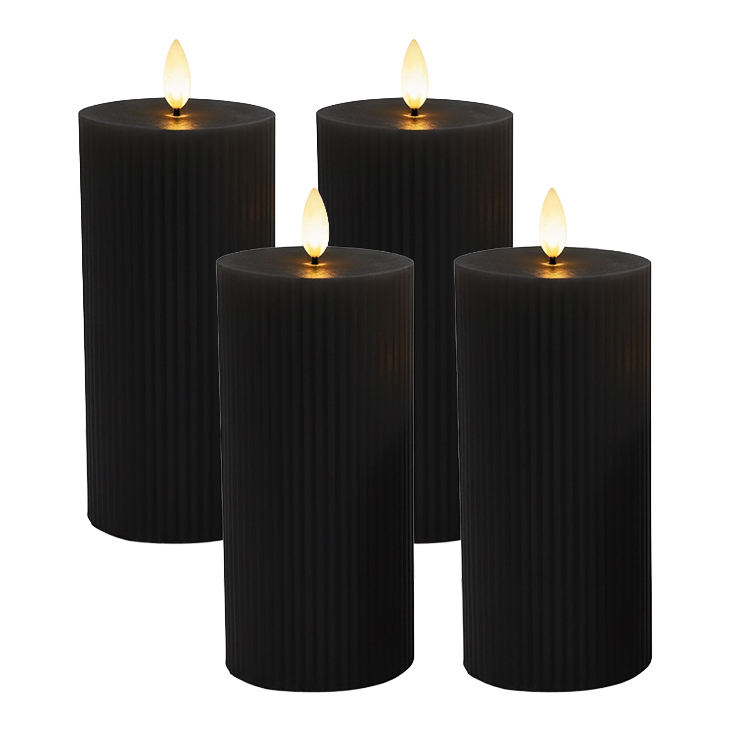 relaxdays LED-Kerze 4er Set 18 cm, schwarz