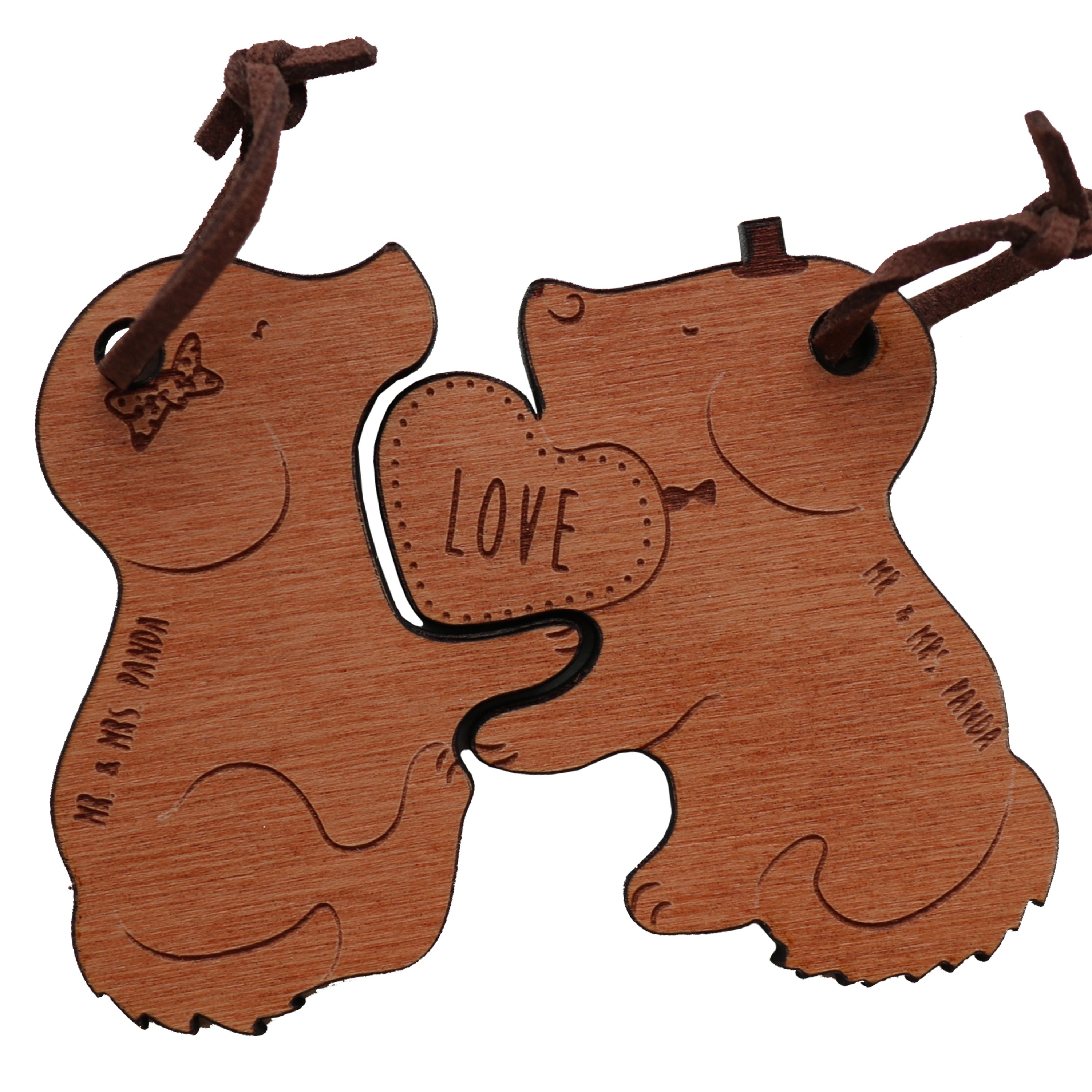 Mr. & Mrs. Panda Schlüsselanhänger Hund mit Hut Zweisamkeit - Transparent - Geschenk, Ehefrau, Liebe, Hu (1-tlg)