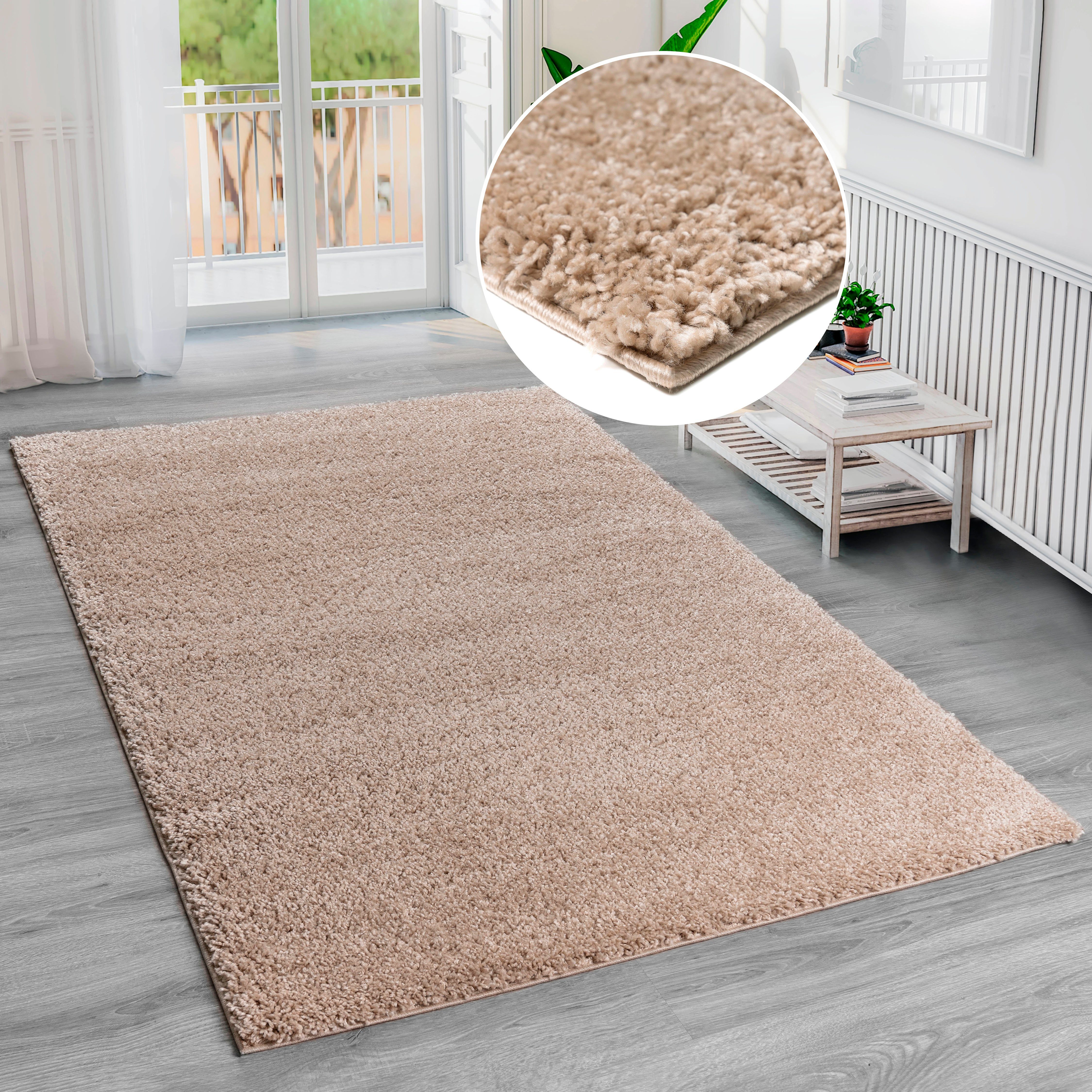 Bruno Banani Hochflor-Teppich Shaggy Soft, rechteckig, Höhe: 30 mm, gewebt, Uni Farben, besonders weich und kuschelig, Kundenliebling