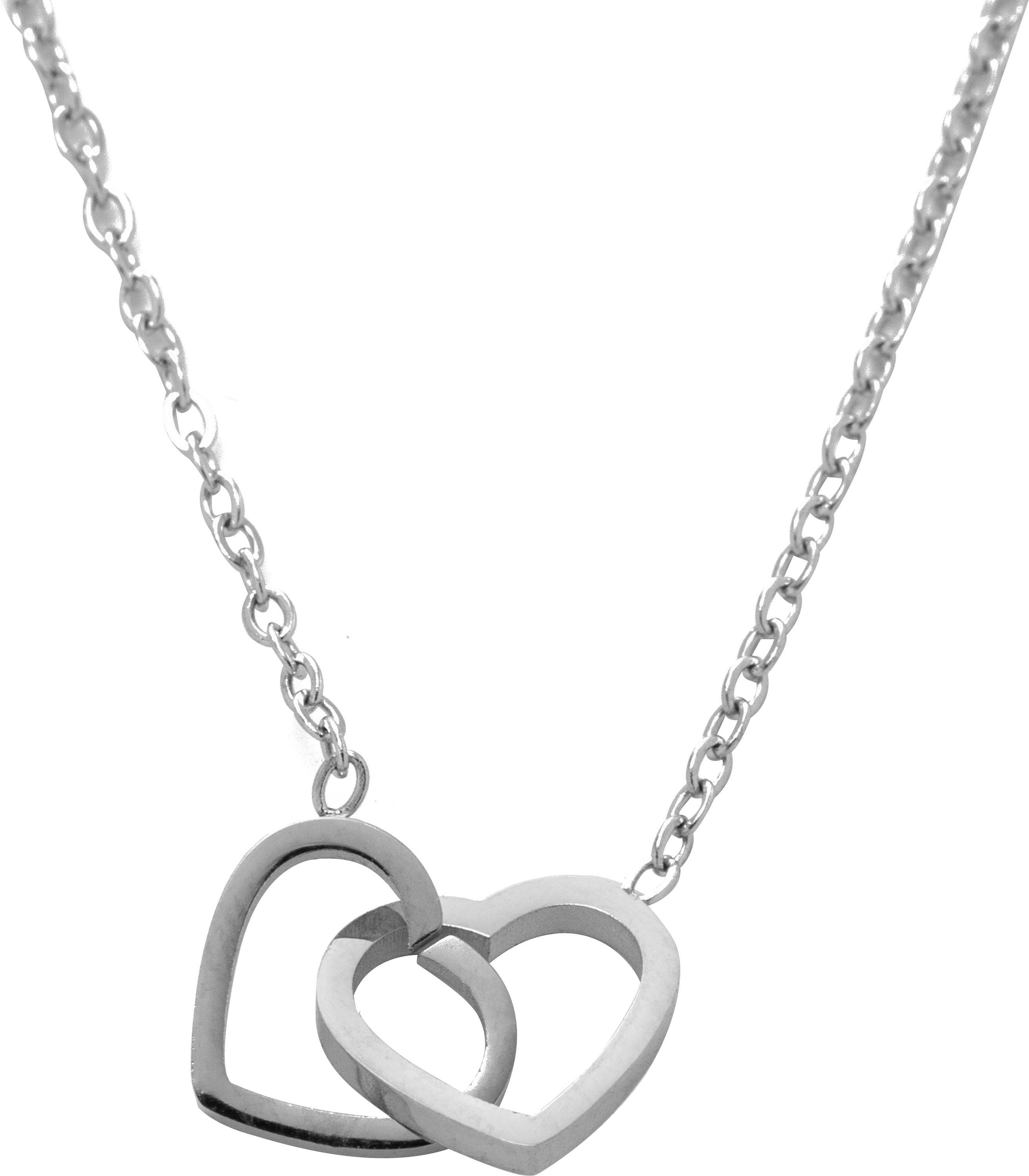 Kette mit Anhänger Schmuck Geschenk Edelstahl Halsschmuck Halskette Ankerkette Herzen