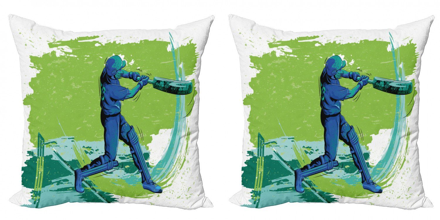 Kissenbezüge Modern Accent Doppelseitiger Digitaldruck, Abakuhaus (2 Stück), Sport Cricket-Spieler Pitching