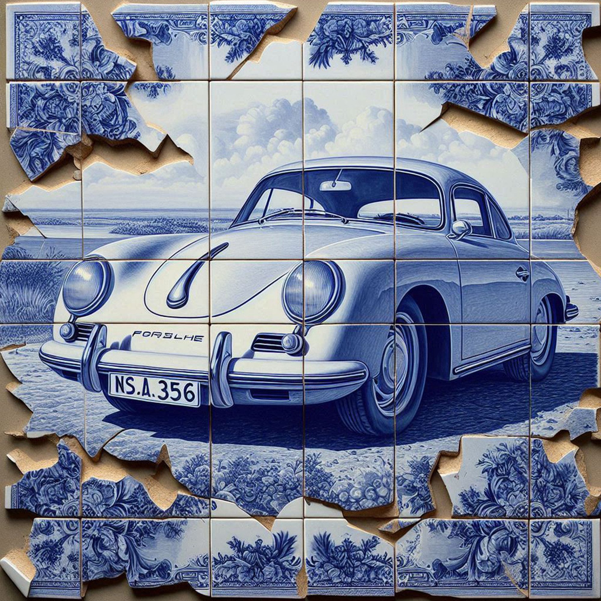 Luc Best Kunstdruck Porsche 356 Giclée – Limited Edition FineArt-Druck auf Museumspapier, Porsche 356, Wandbild - handsigniert, nummeriert, gestempelt, Echtheitszertifikat