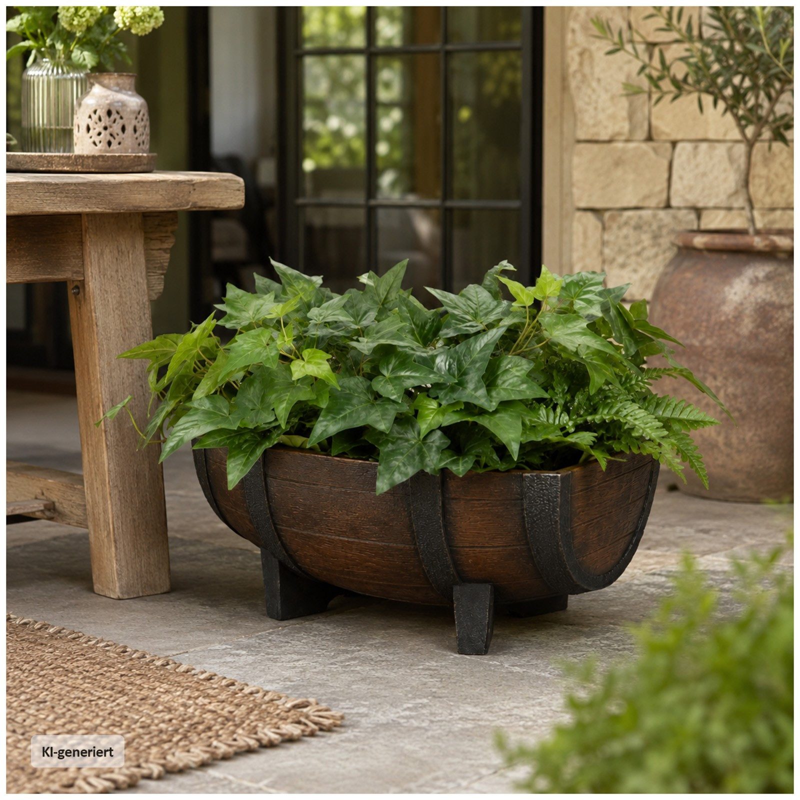 HTI-Living Pflanzkübel Pflanzkübel Fass 2er-Set Nessa (Set, 2 St., 2 Pflanzkübel), Pflanzkasten Blumenkasten