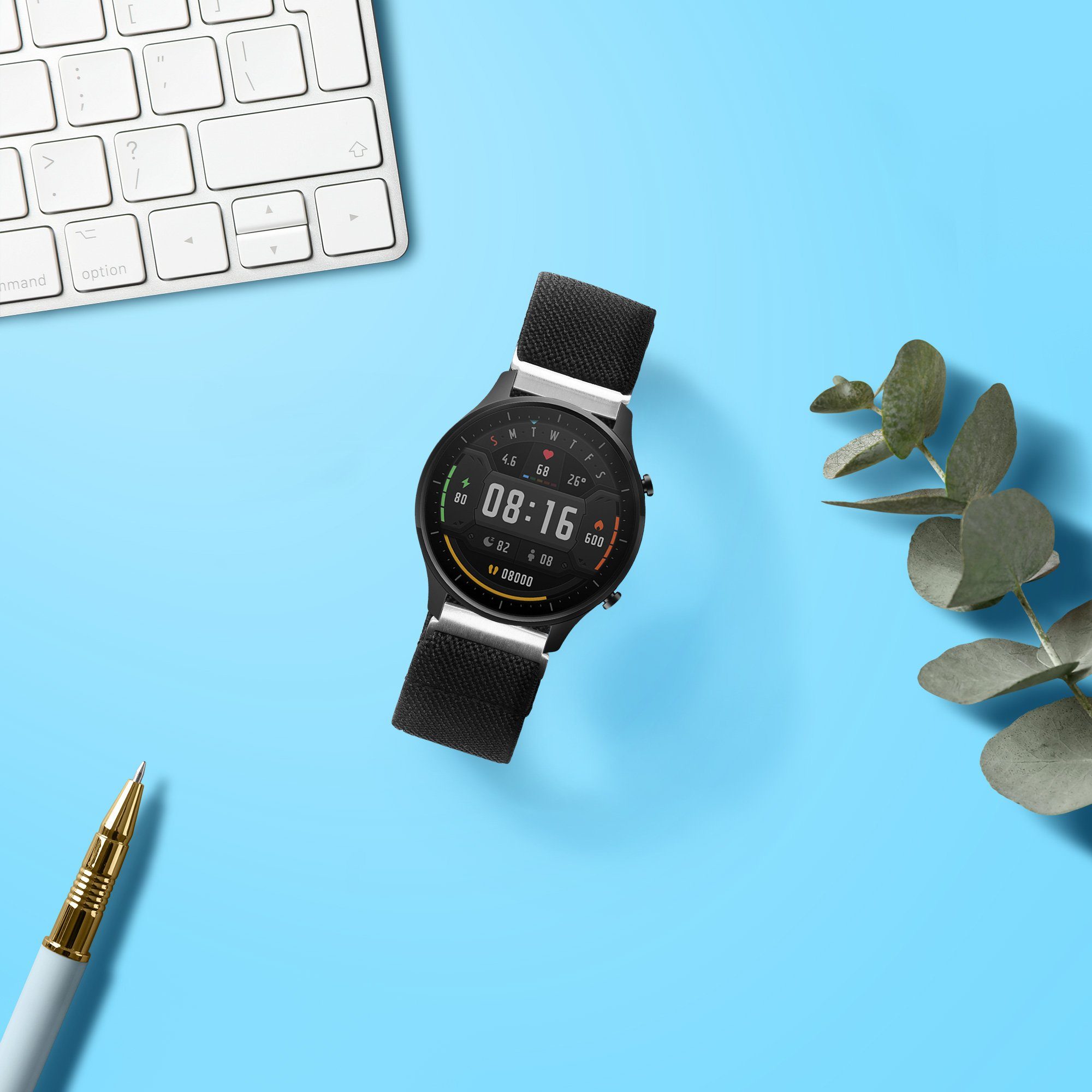 kwmobile Uhrenarmband Armband für Xiaomi cm Active, - 22 Fitnesstracker / Color Mi - Innenmaße Nylon Sport Watch S1 von Band Sportarmband 14