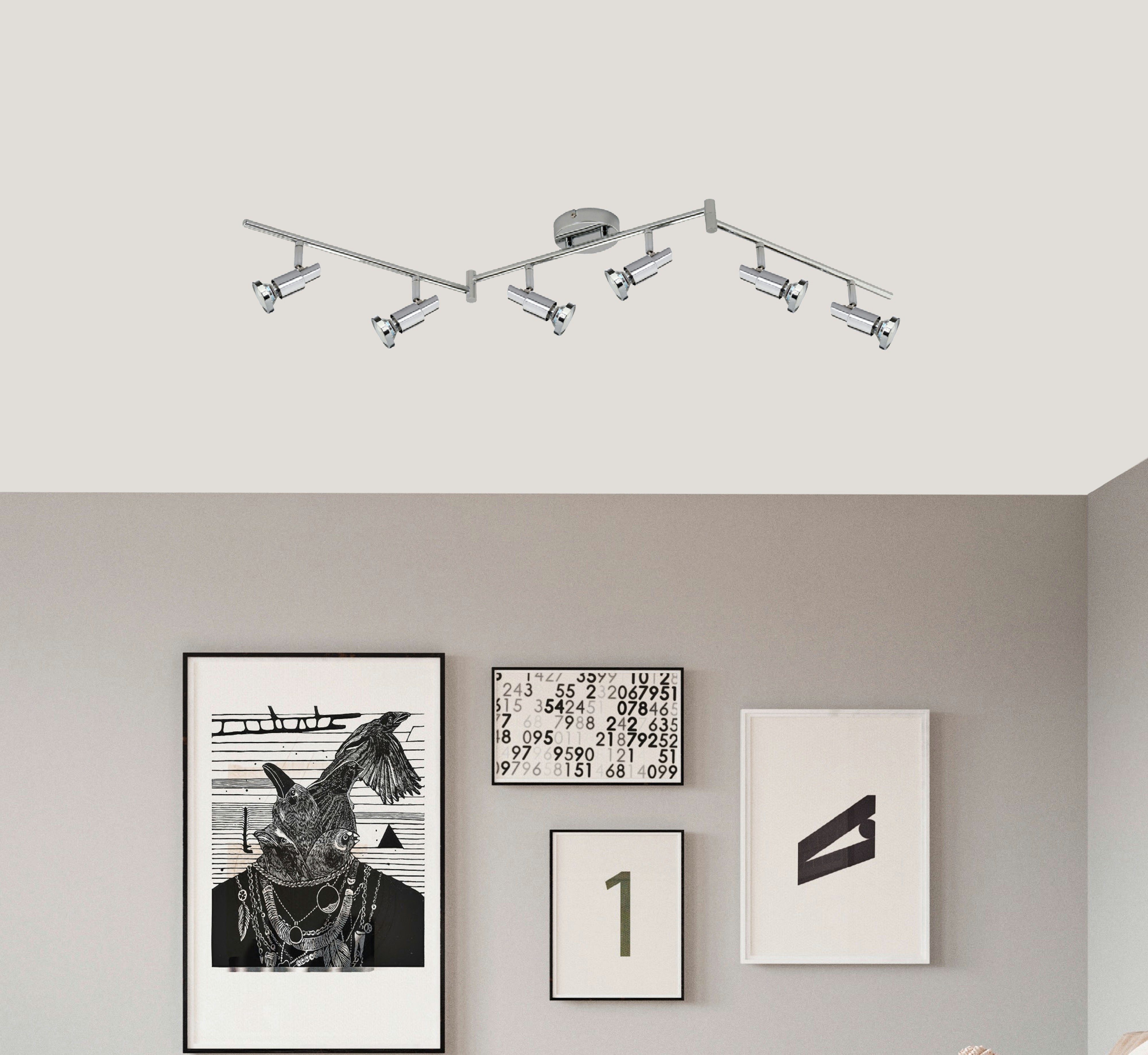 TRANGO LED Deckenspots, 3 Stufen dimmbar, 6-flammig 2991-68SD LED Deckenleuchte *OSCAR* in Chrom-Optik inkl. 6x 5 W 3-Stufen dimmbaren GU10 LED Leuchtmittel I Deckenlampe I Deckenstrahler I Deckenspots, Wohnzimmer Lampe schwenkbar und drehbar