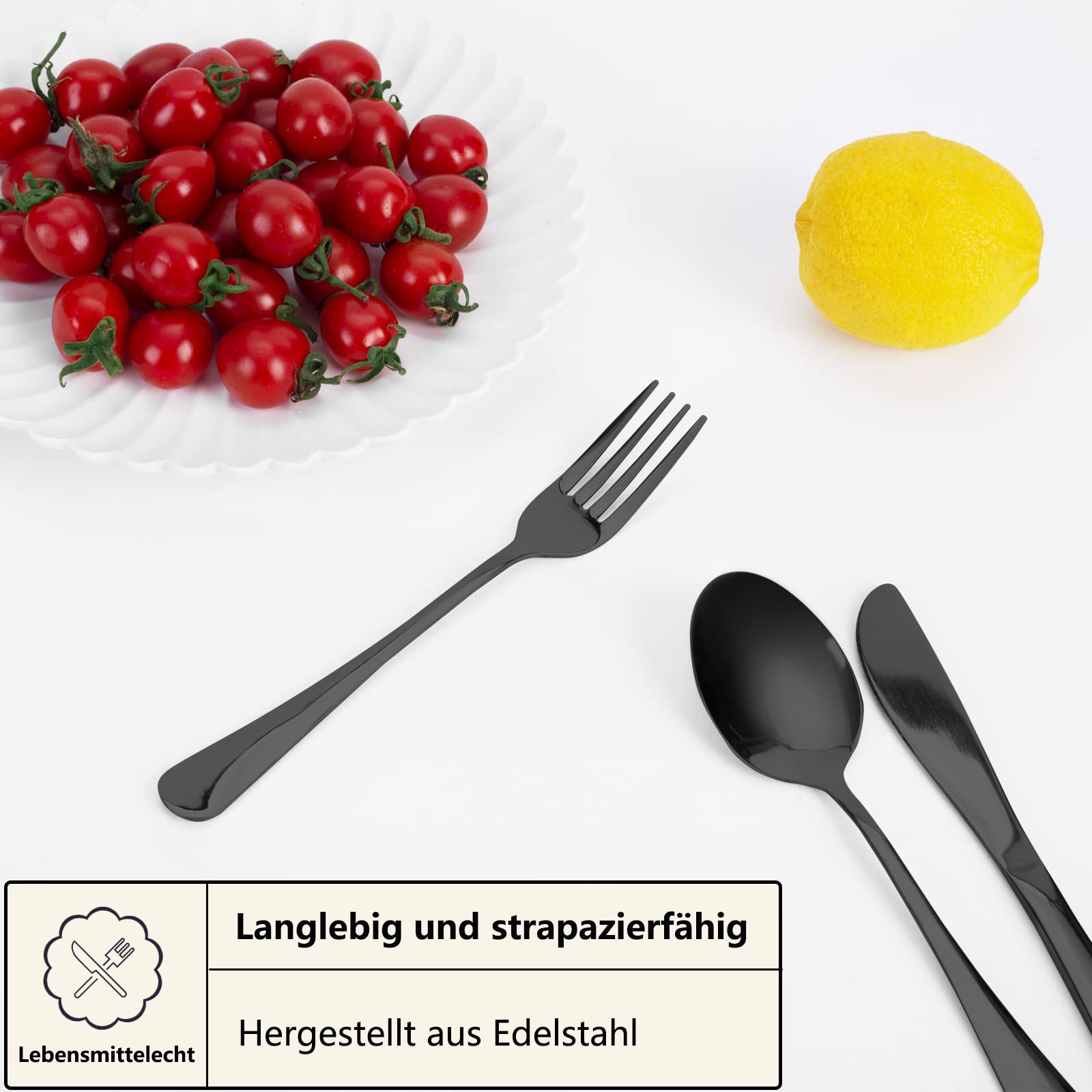 FOUORTUNATE-BEE Besteck-Set 5 Stück Edelstahl Reisebesteck mit Etui Tragbares Besteckset, Edelstahl, Campingbesteck für Unterwegs, Outdoor, Reise, Arbeit, Schul – Bild 3 von 5