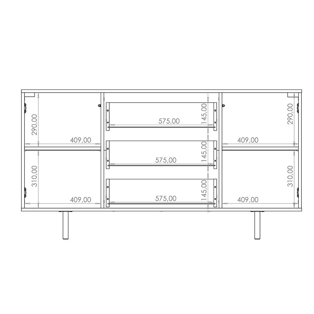 Lomadox Sideboard NADOR-132, 150cm breit, Kaschmir, goldfarbene Metallgriffe und -füße