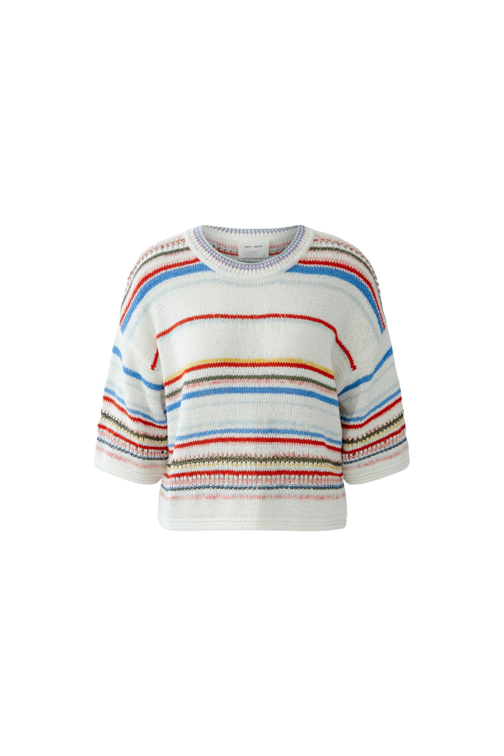 Oui Strickpullover Pullover white red