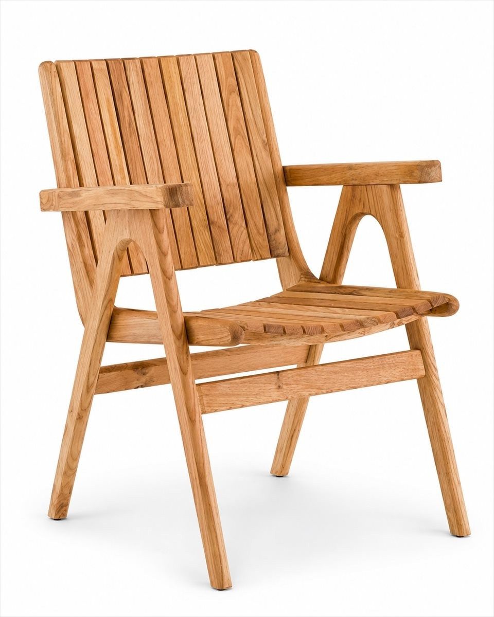 Xlmoebel Klappstuhl Gartenstuhl Holz Natur Robust Armlehnsessel Holz Modern Stilvoll Neu (1 St)
