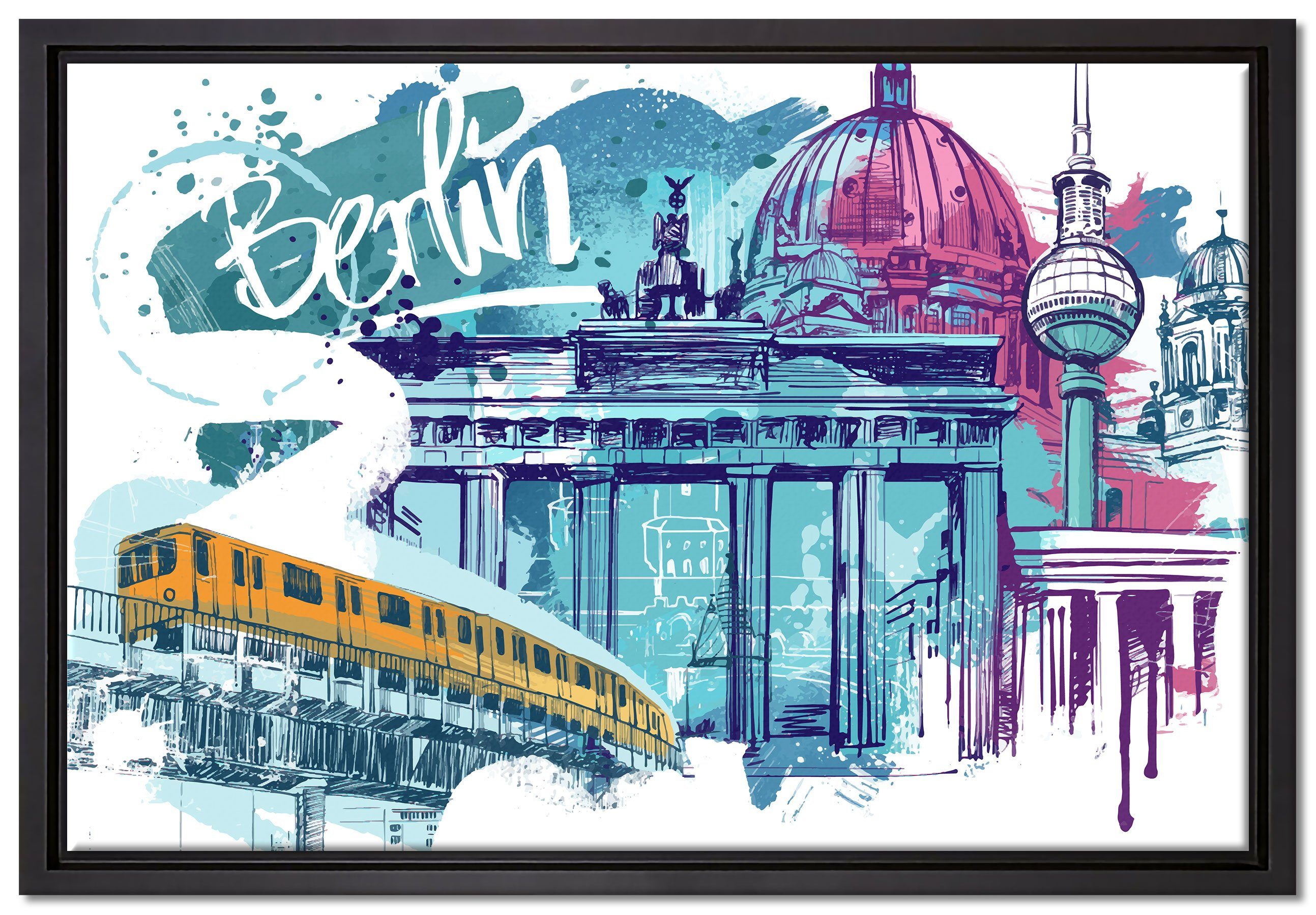 Pixxprint Leinwandbild Berlin und seine Wahrzeichen Abstrakt, Wanddekoratio günstig online kaufen