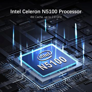 VGKE mit Fingerabdruckleser Notebook (Intel Celeron N5100, UHD Graphics, 256 GB SSD, mit 12GB RAM,FHD, Multitasking Kraftvolle, für tägliche Anwendungen)