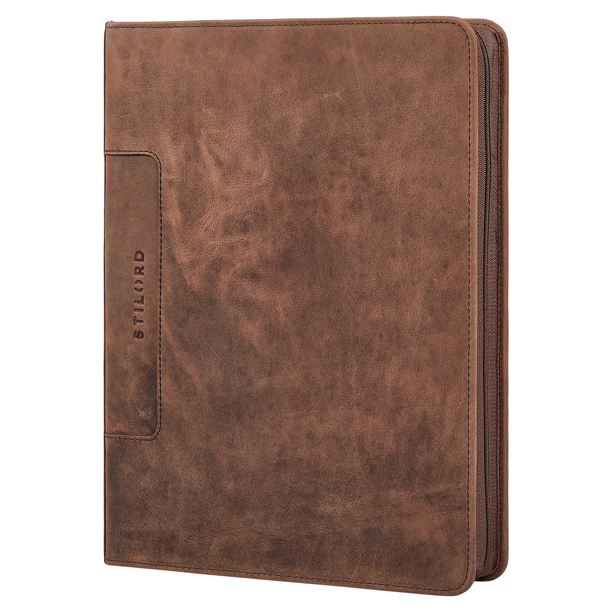 STILORD Konferenzmappe "Don" Dokumentenmappe A4 Leder Konferenzmappe mit Ringbuch