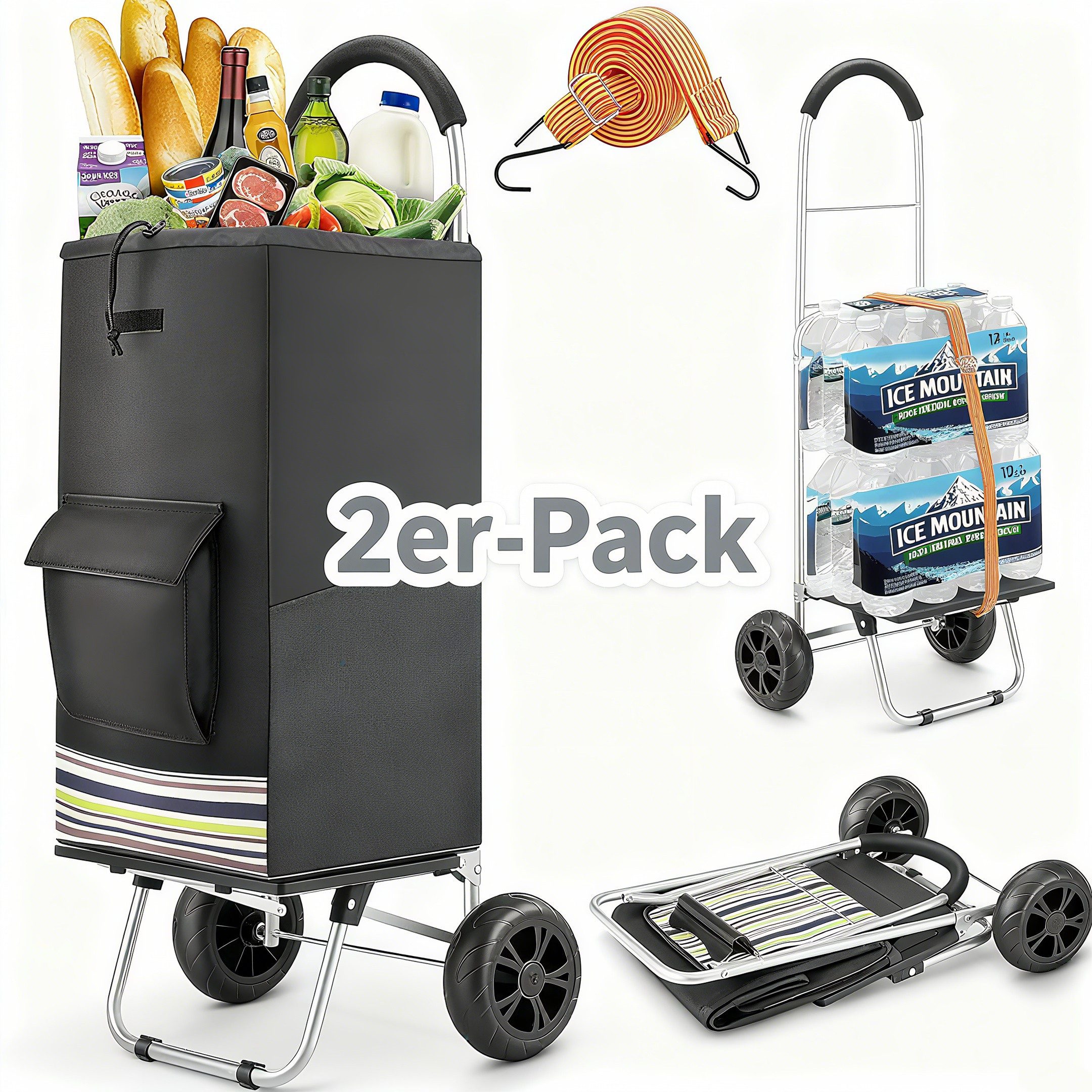 POPOLIC Einkaufstrolley Klappbarer bis 50kg Einkaufswagen, günstig online kaufen