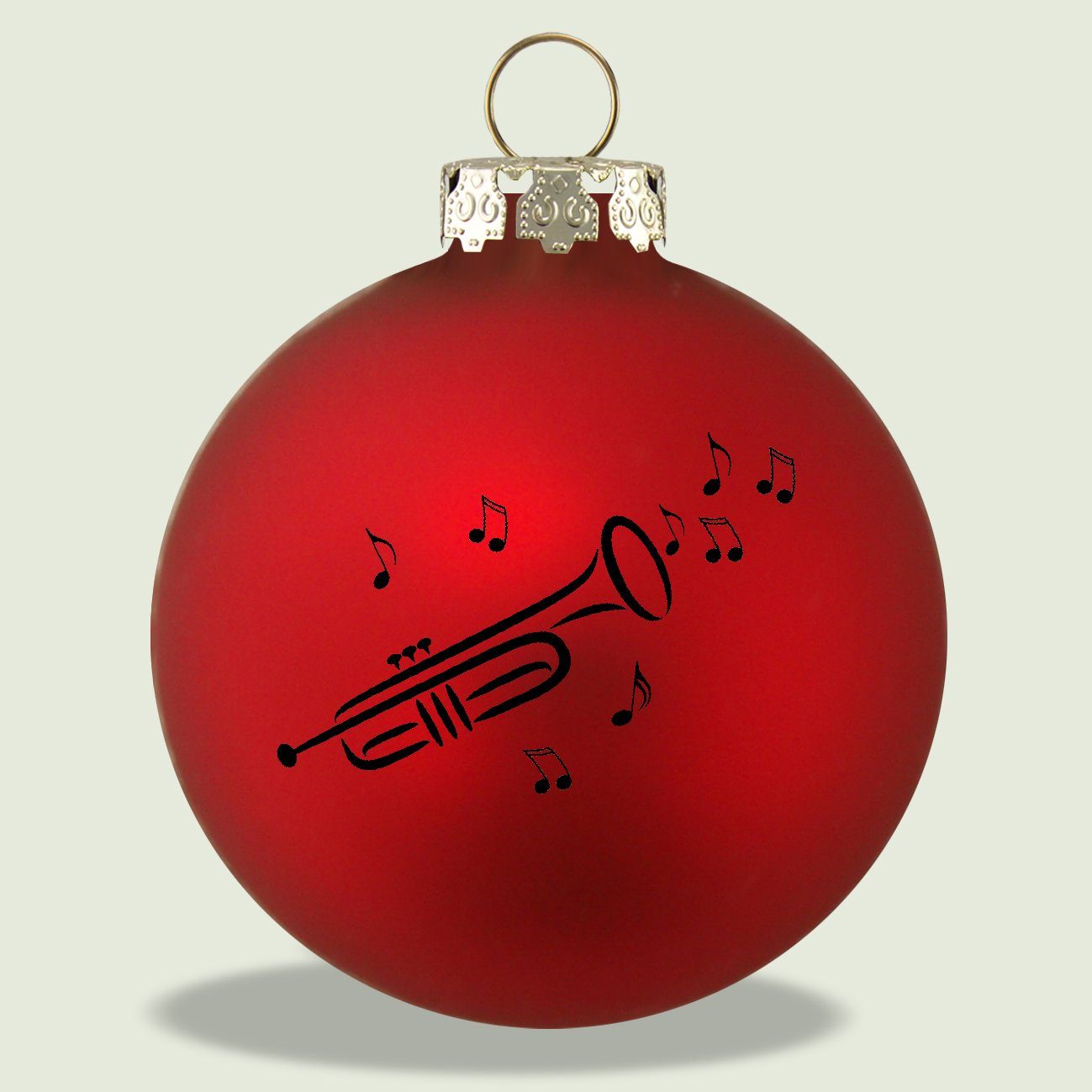 Musikboutique Weihnachtsbaumkugel, 3er-Set aus Glas Farbe rot Trompete-Druck, schwarzem mit