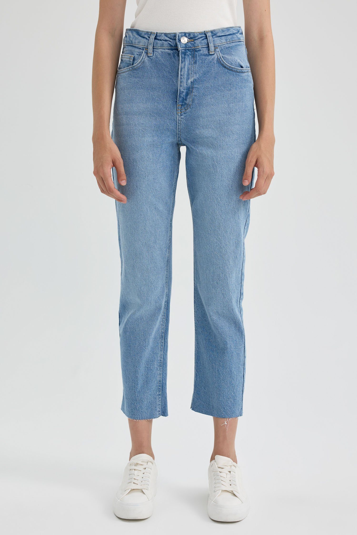 DeFacto Straight-Jeans Damen Straight-Jeans VINTAGE STRAIGHT | Straight-Fit Jeans