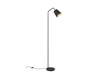 meineWunschleuchte LED Stehlampe, Dimmfunktion, LED wechselbar, Warmweiß, Retro Leselicht Büro Ecke dimmbar Schwarz-Gold Stoffschirm Große 148cm