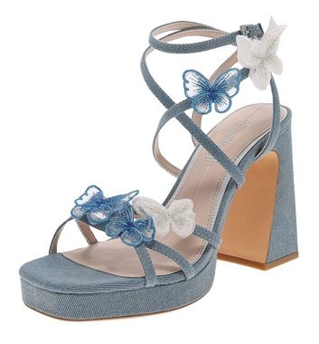 Buffalo LIZA MSS BUTTEFLY Denim Blue Zehentrenner Vegane Damen High-Heel Sandale