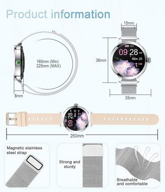 Niolina Zwei Armbänder & personalisierbare Zifferblätter Smartwatch (1.106 Zoll, Android, iOS), mit Telefonfunktion, IP68 Wasserdicht Armbanduhr mit 120+ Sport SpO2